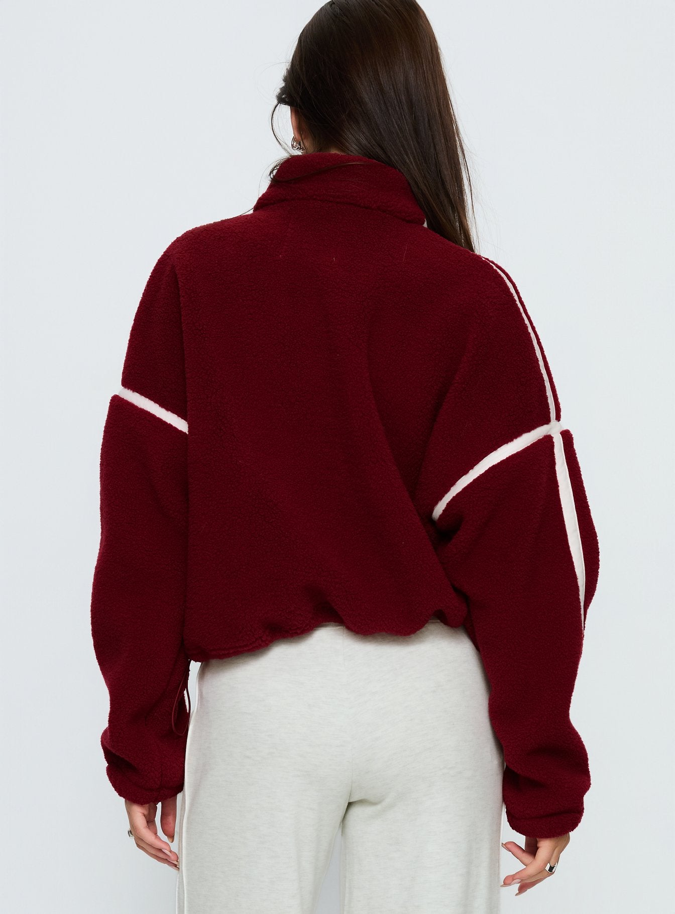 Sammee Polar Fleece Contrast Zip Through Jacket Red - Image 4