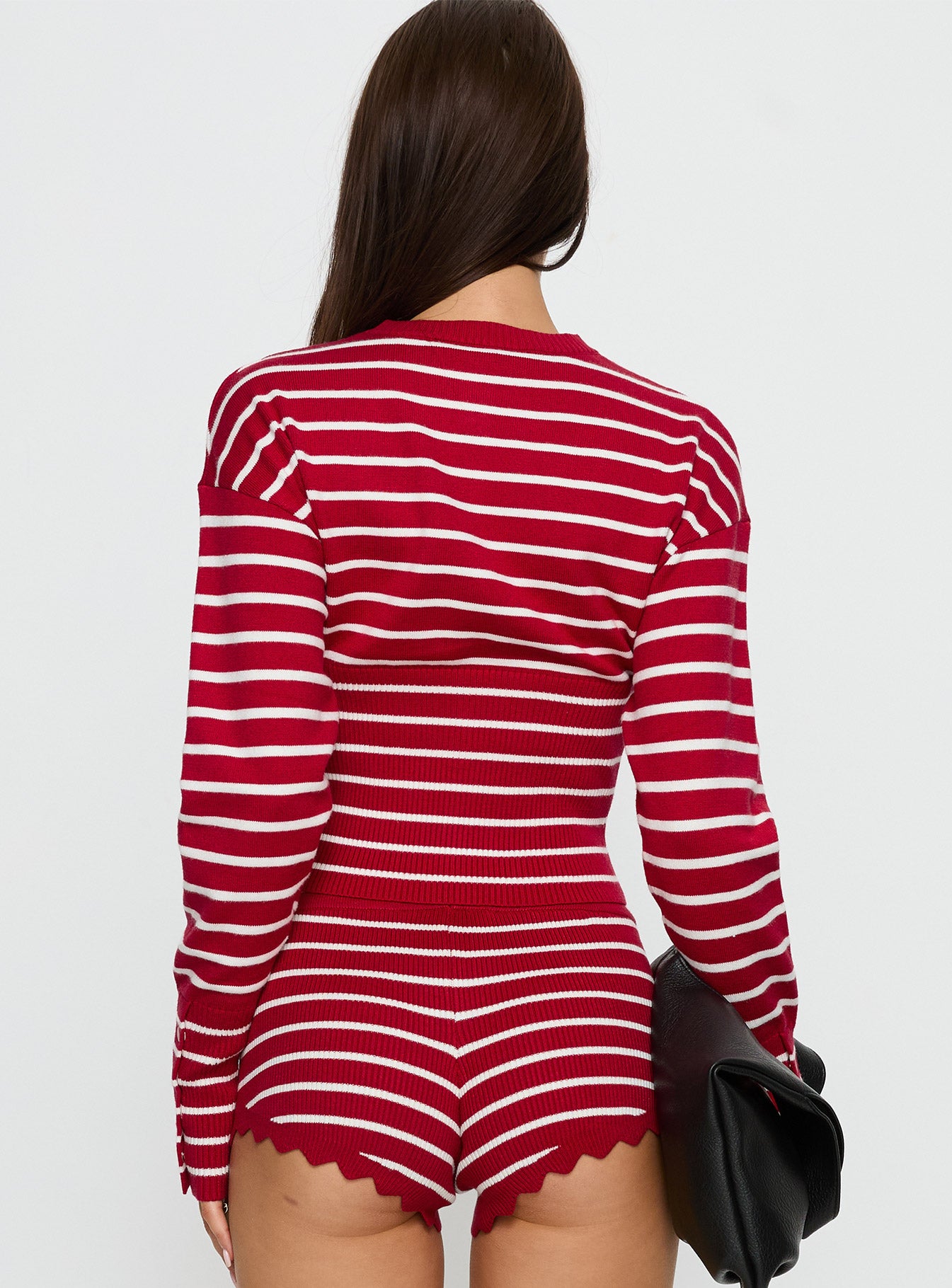 Head In The Clouds Cardigan Crimson Stripe - Image 5