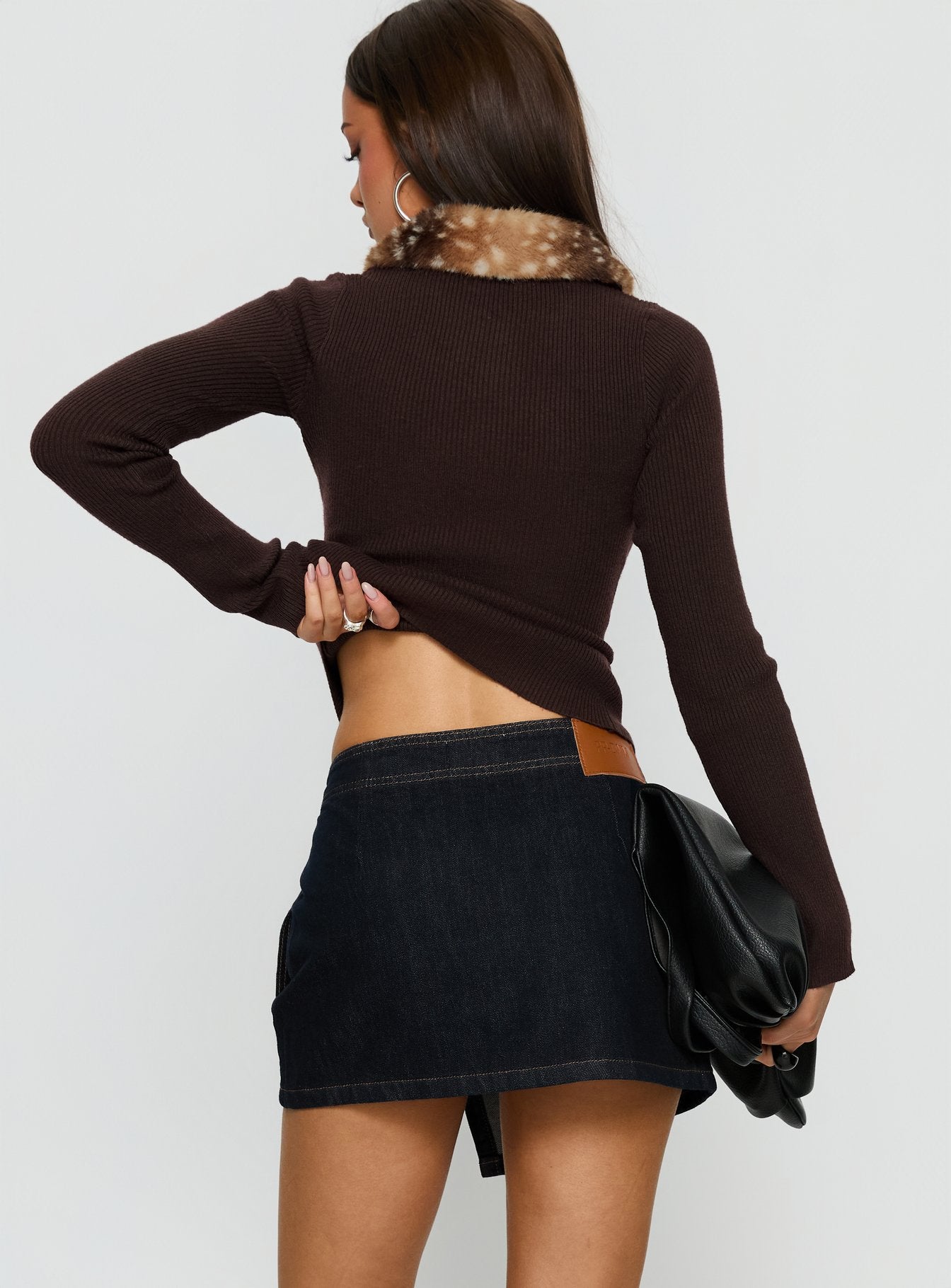 Elinora Wrap Mini Skirt Raw Denim - Image 5