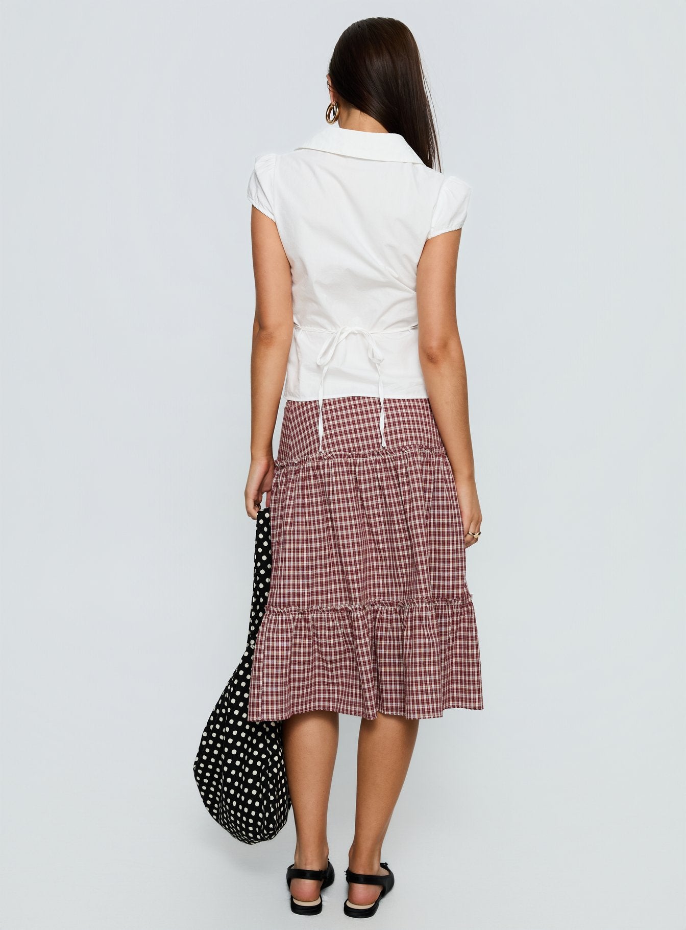 Cascades Low Rise Midi Skirt Red Check - Image 5