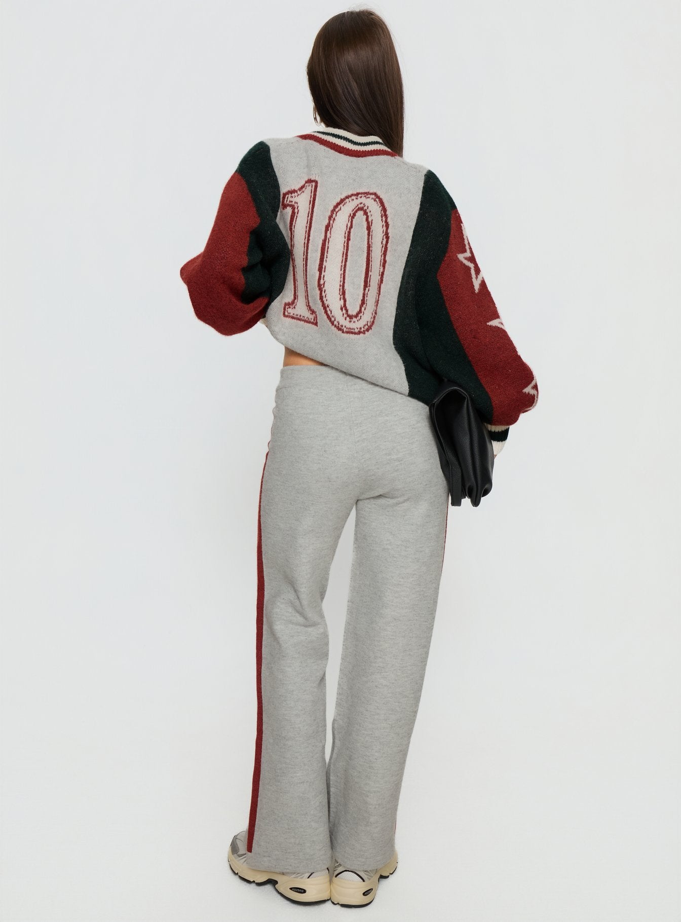 Brandyce Straight Leg Knit Pants Grey Red - Image 4