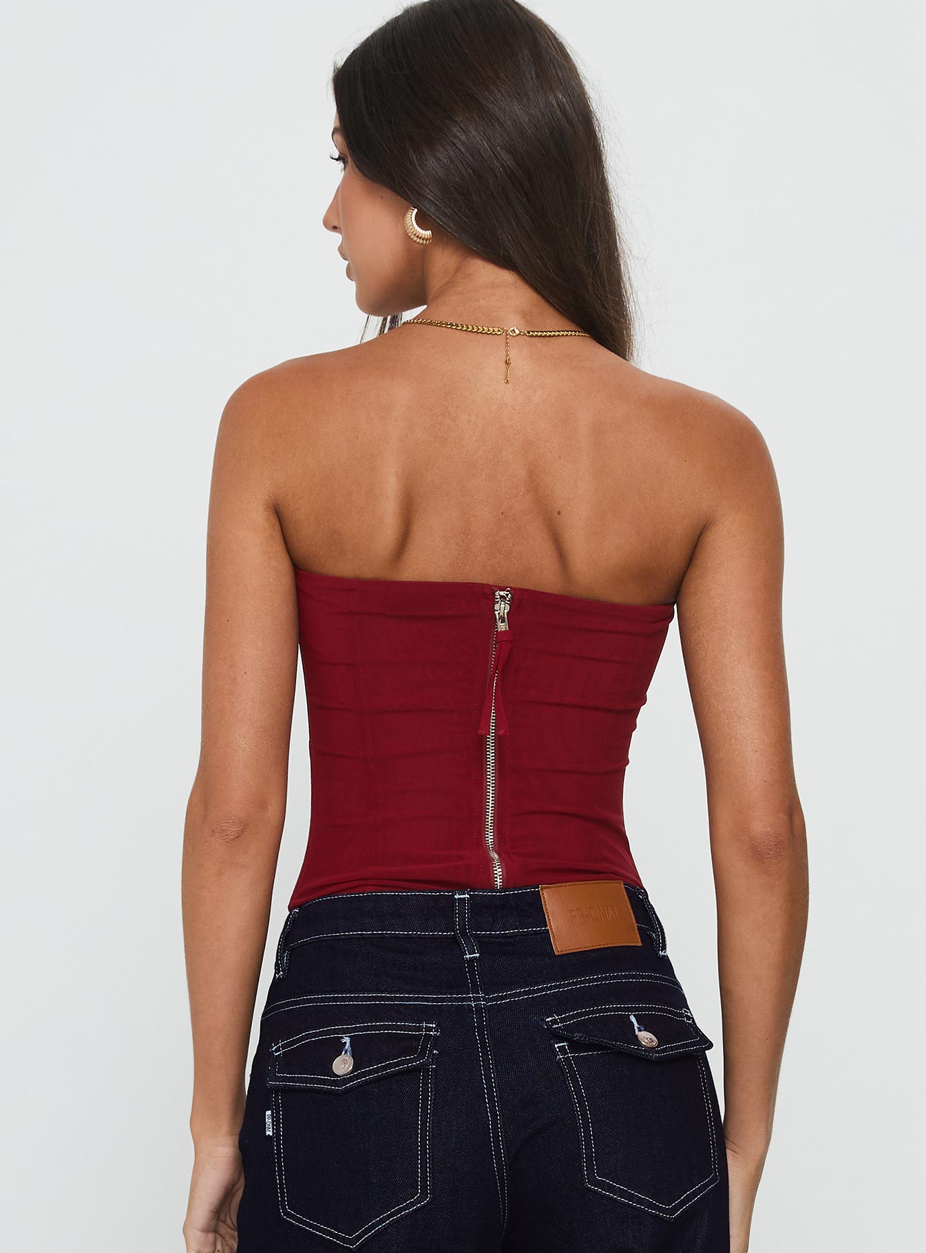 Oscuro Longline Mesh Corset Top Berry - Image 5