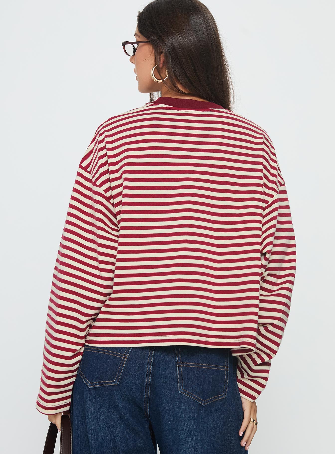 Bloom Long Sleeve Top Wine Stripe - Image 5