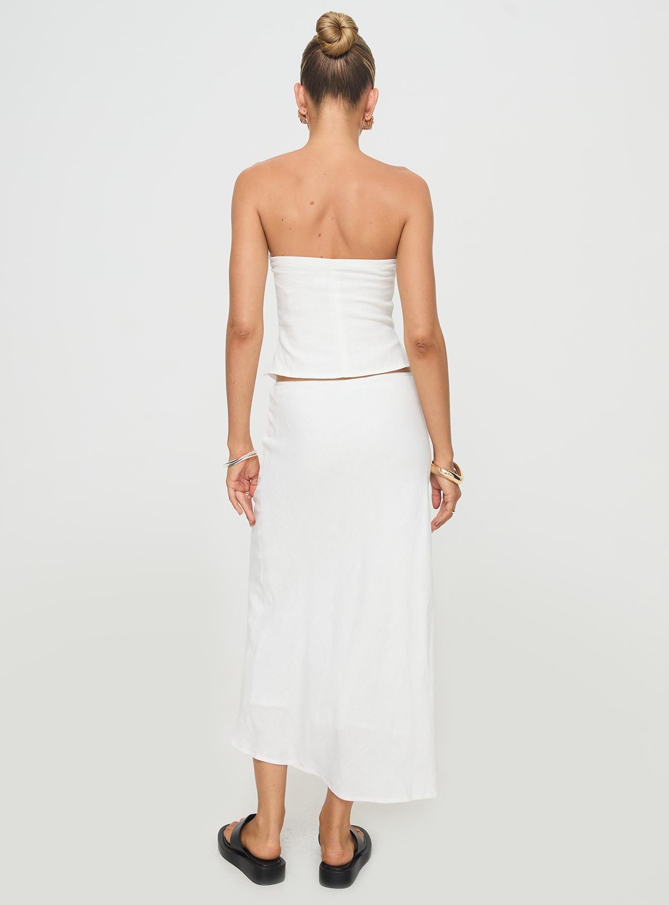 Ermias Linen Blend Midi Skirt White - Image 5
