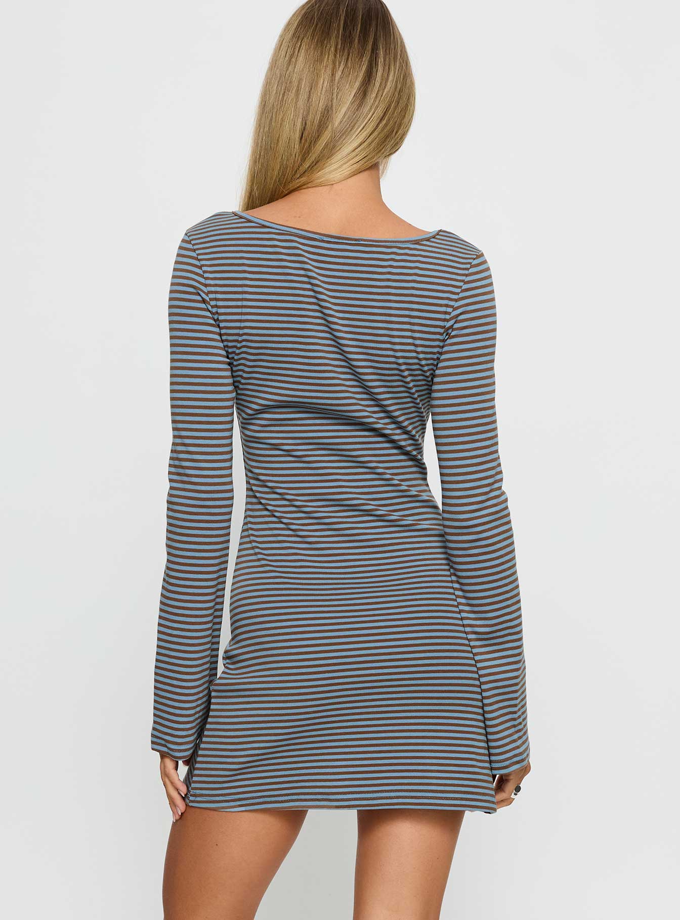 Bryanna Long Sleeve Mini Dress Blue Brown - Image 5