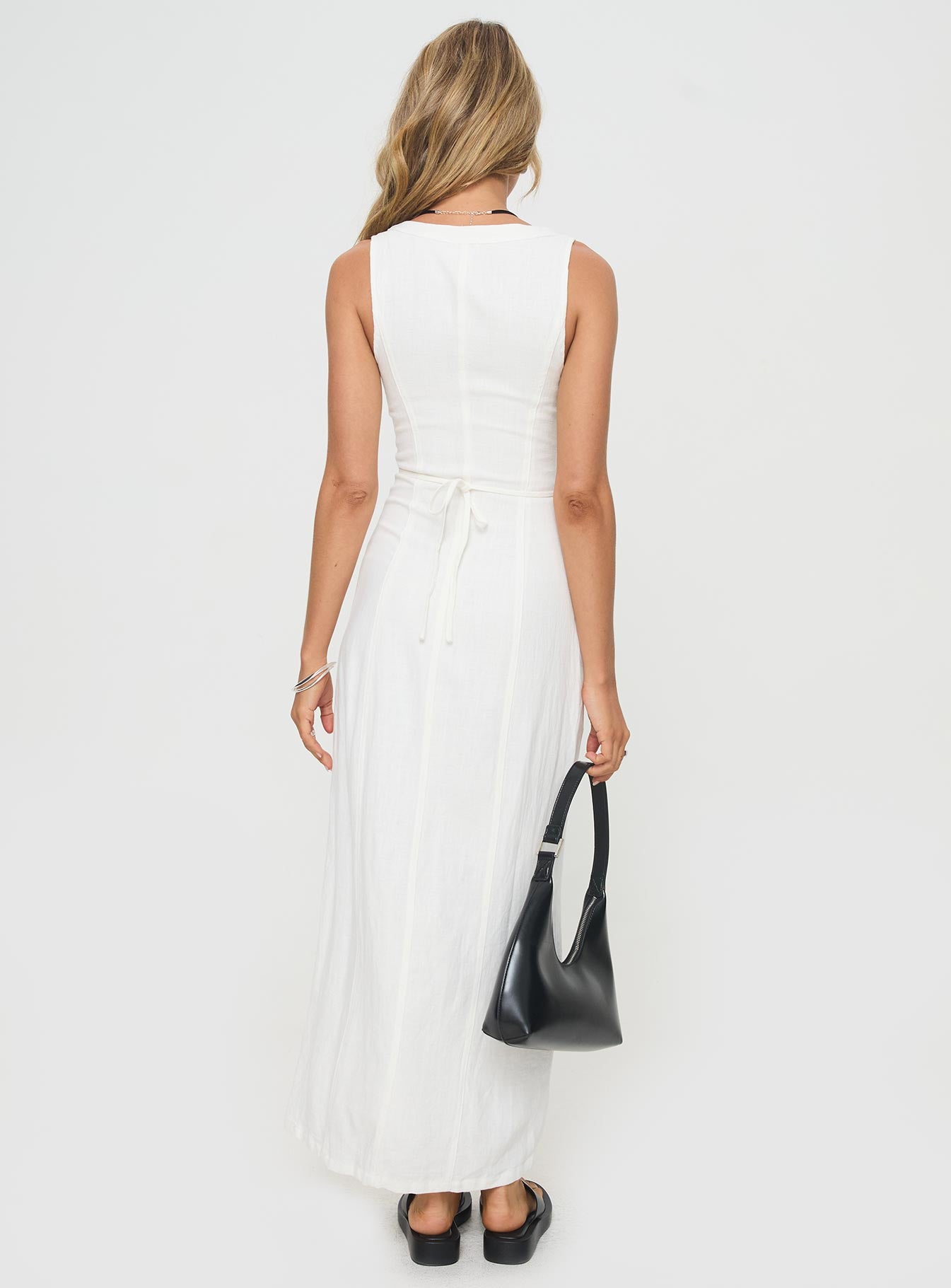 Summer Season Linen Blend Maxi Dress White - Image 5