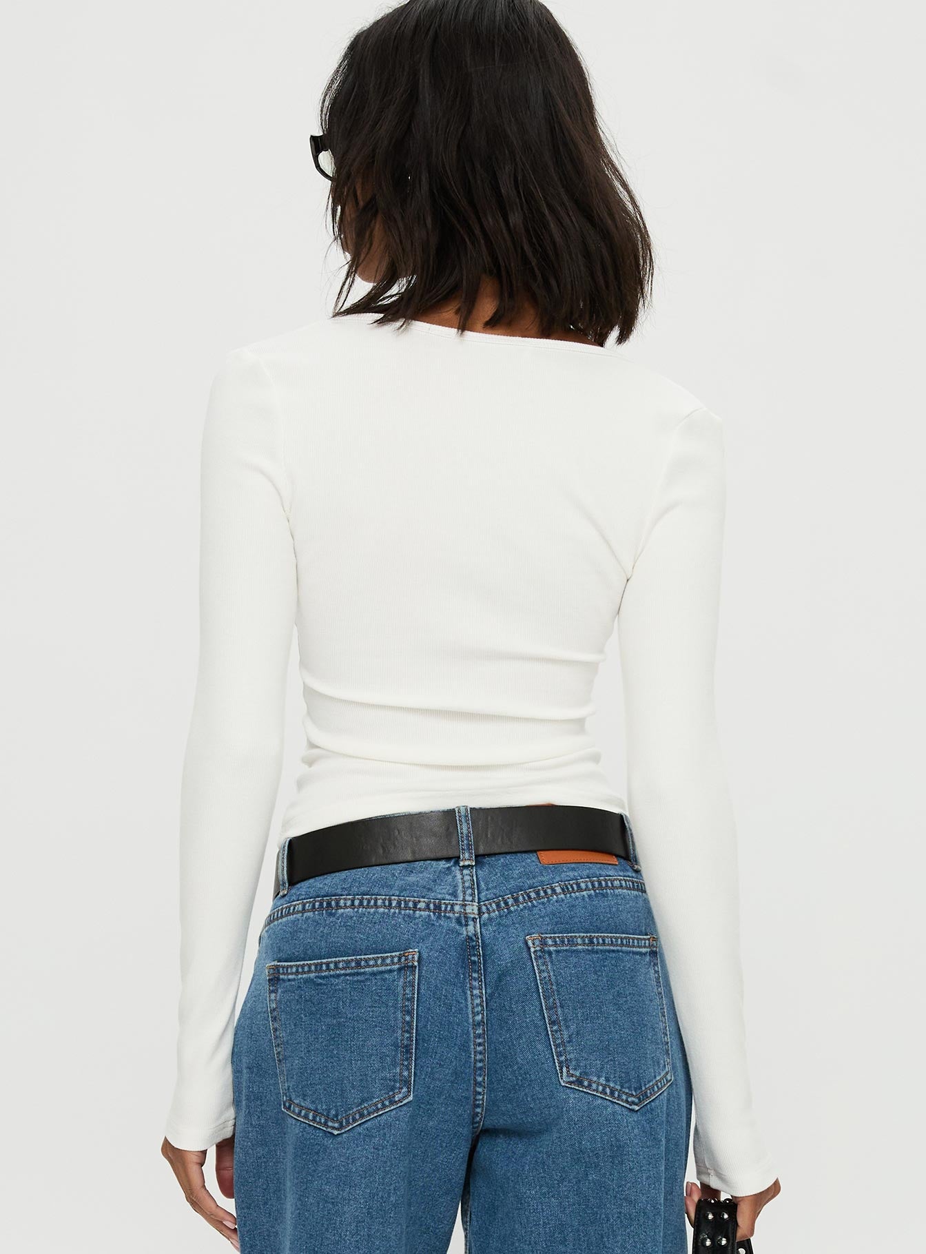 Baseline Rib Long Sleeve Top White - Image 5
