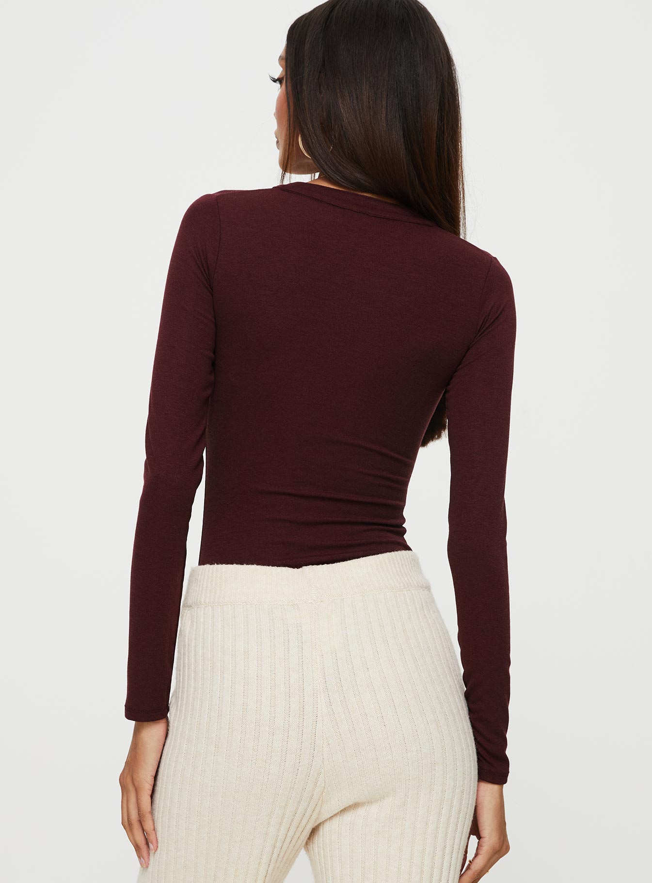 Kandis Long Sleeve Bodysuit Burgundy - Image 5