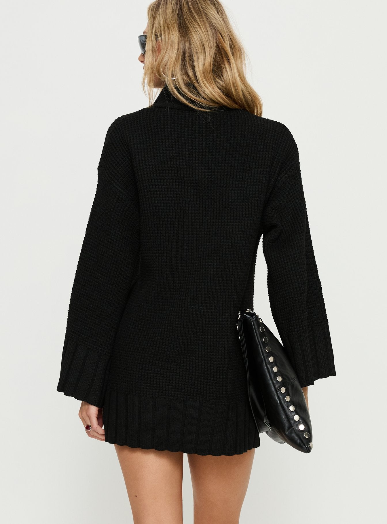 Tarin Long Sleeve Knit Mini Dress Black - Image 5