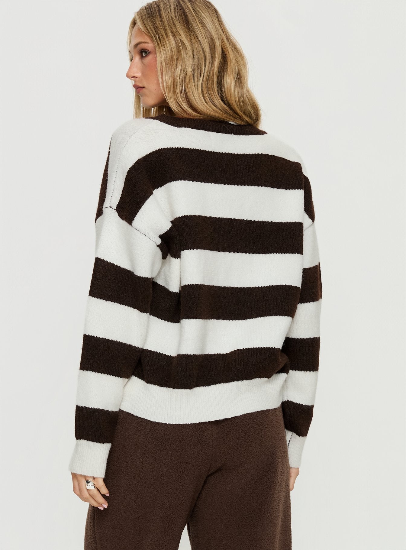 Corlie Crew Neck Knit Sweater Brown Stripe - Image 4