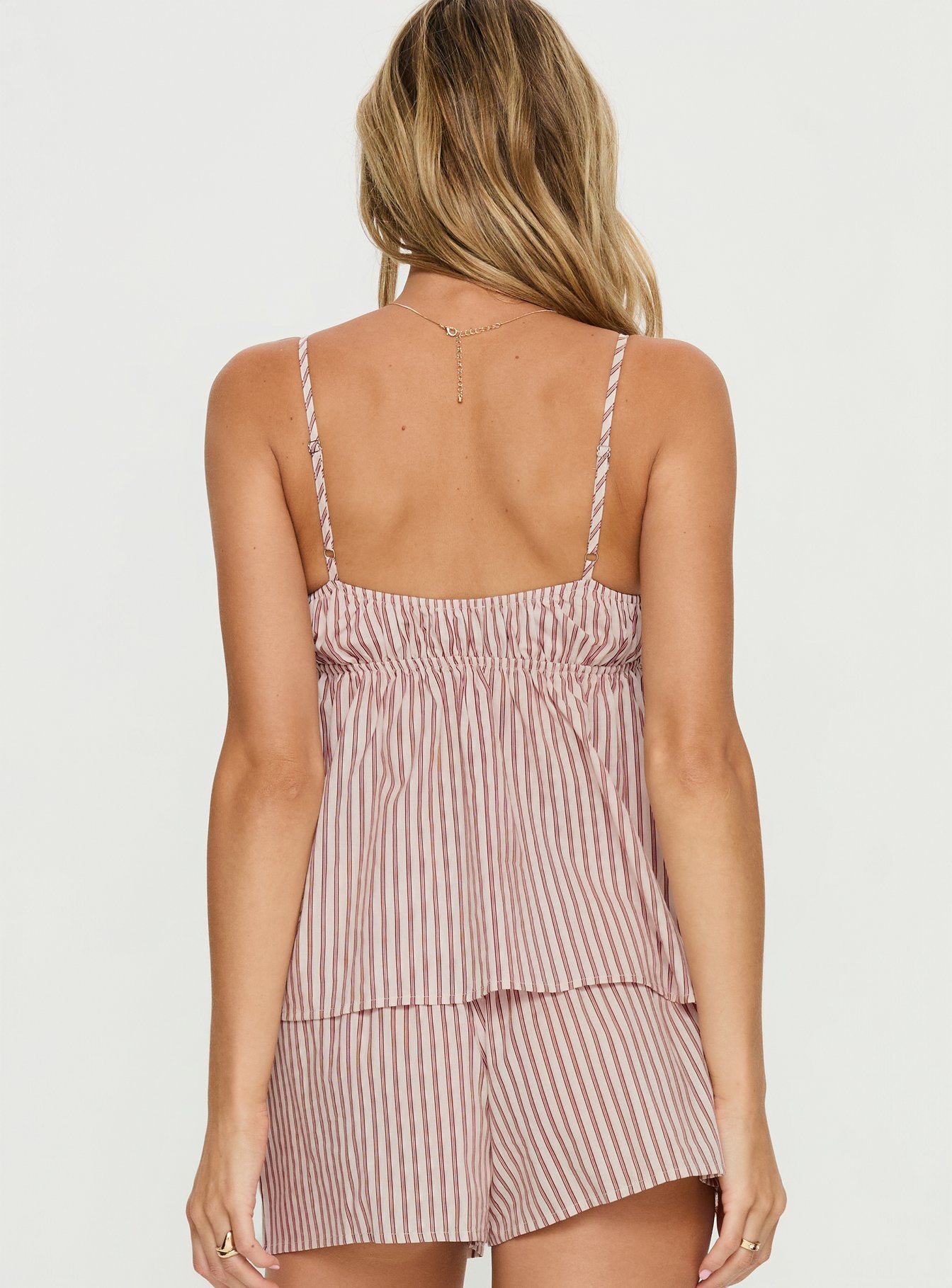 Chill Club Sleep Peplum Top Red Stripe - Image 5