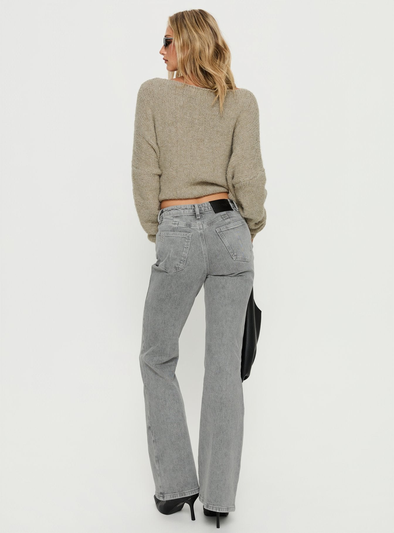 Magic Mirror Mid Rise Bootleg Jeans Washed Grey - Image 5