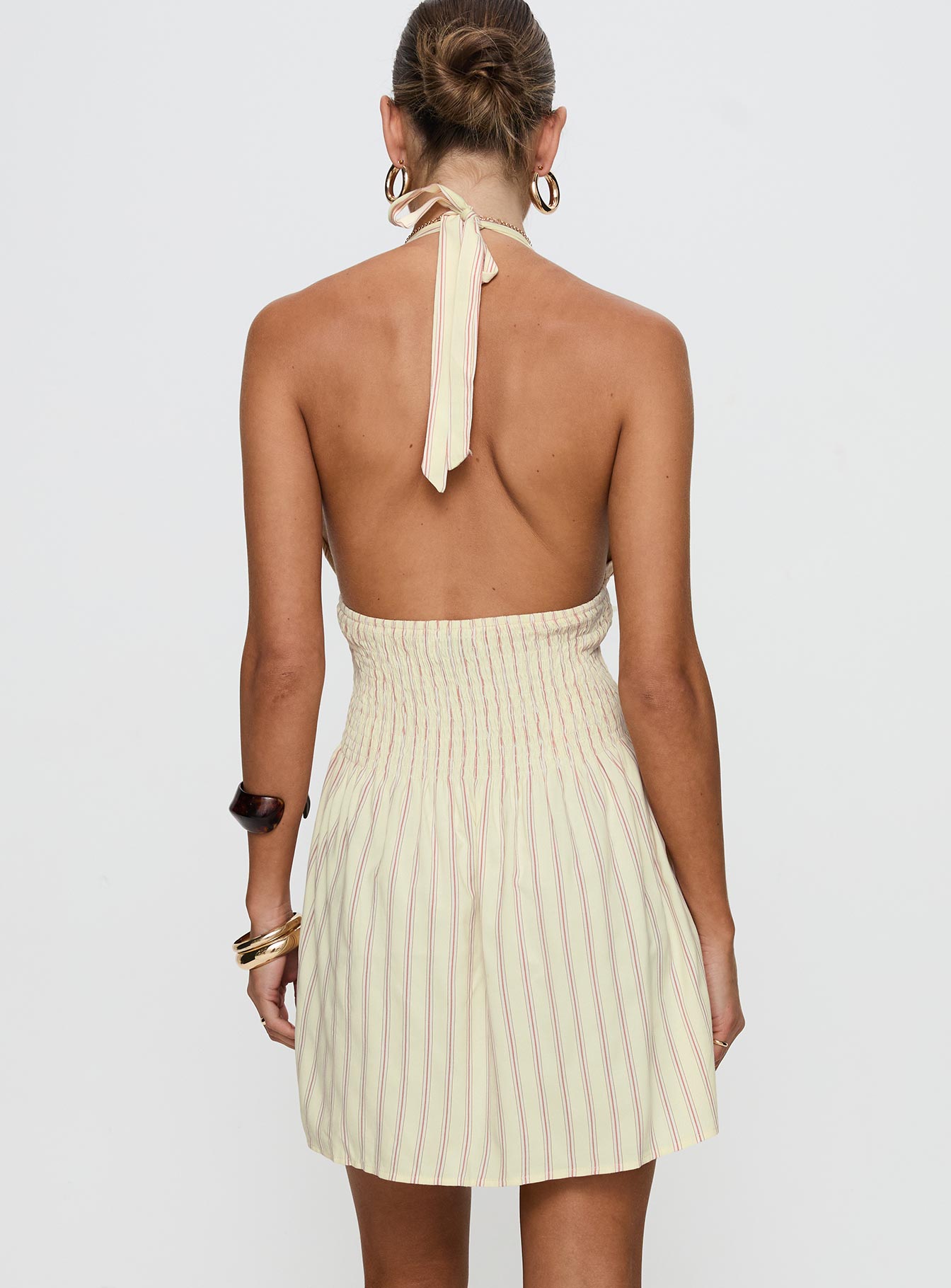 Alivea Shirred Mini Dress Cream - Image 5