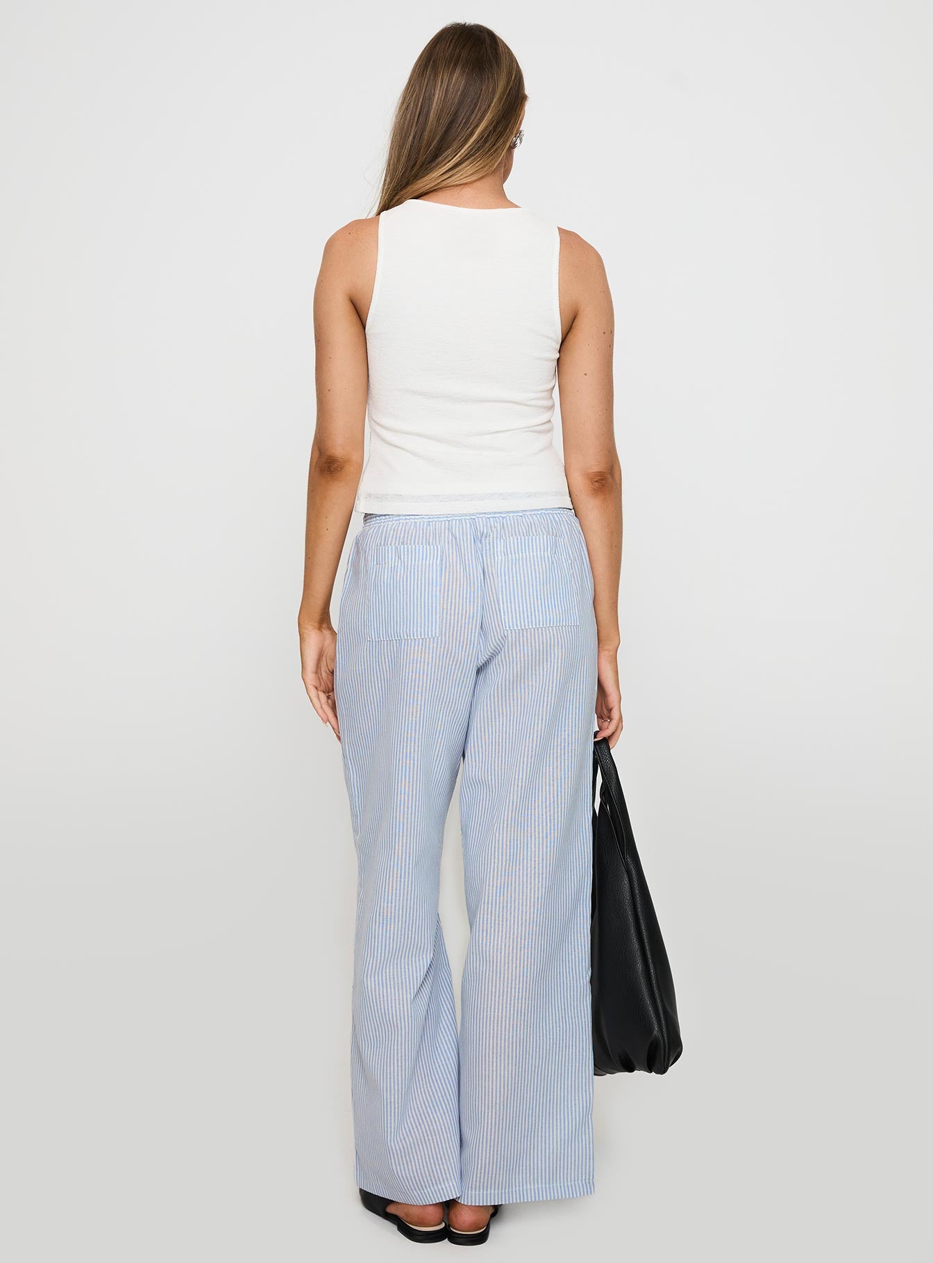 Holiday Tie Front Pant Blue White Stripe - Image 5
