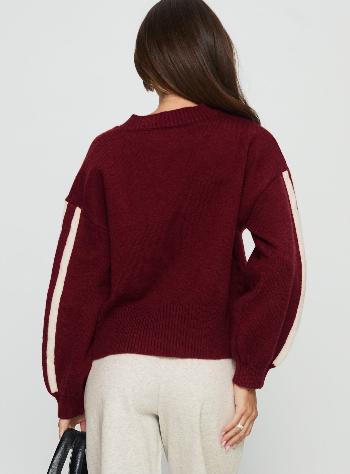 Catherin Crew Neck Knit Sweater Red White - Image 4