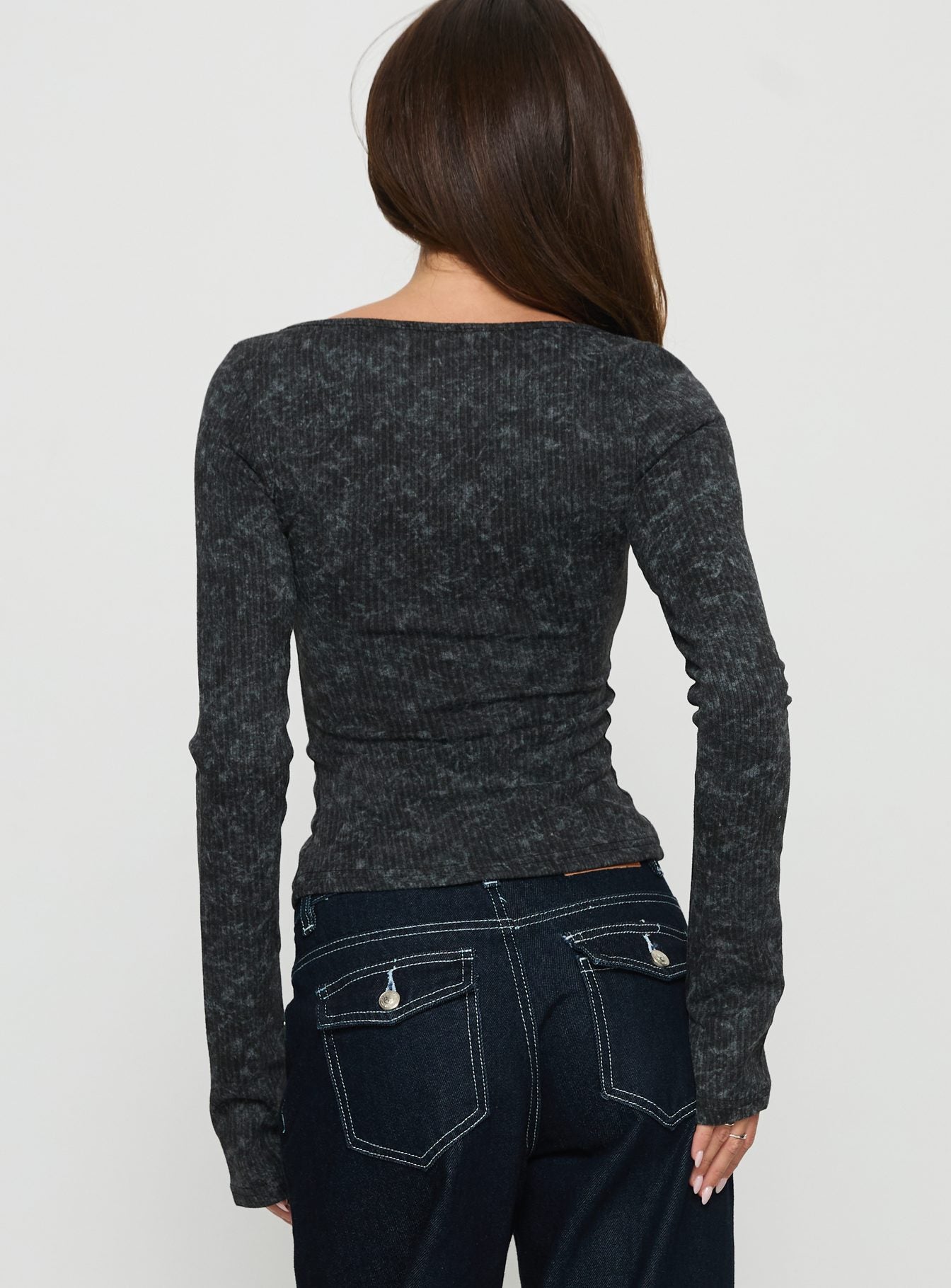 Averell Button Front Long Sleeve Top Grey - Image 4