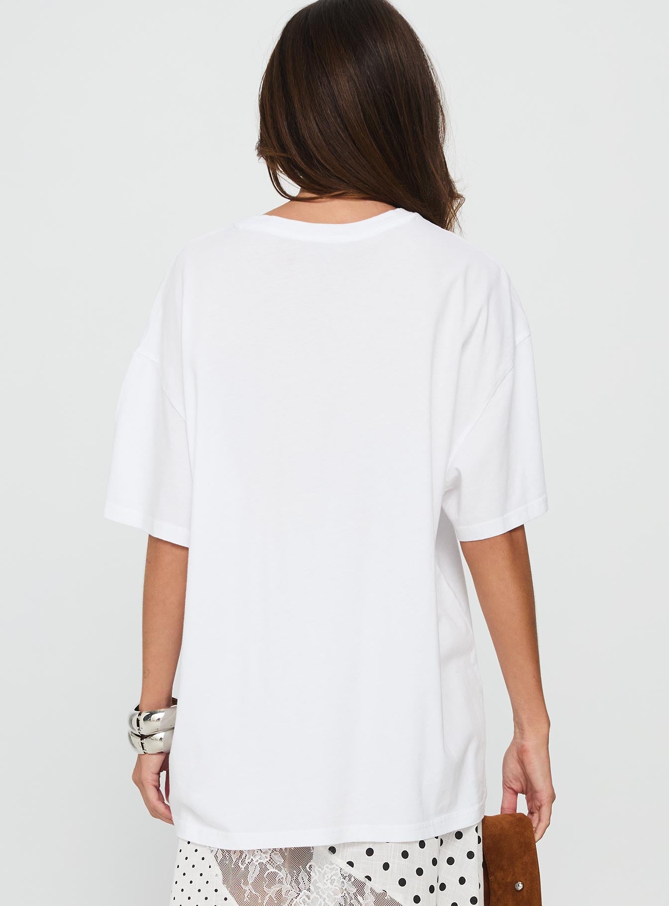 Sweet Peach Oversized Graphic Tee White - Image 5