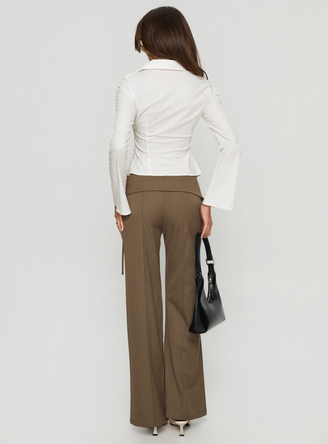 Cedrina Eyelet Fitted Suit Pants Green Pinstripe - Image 5