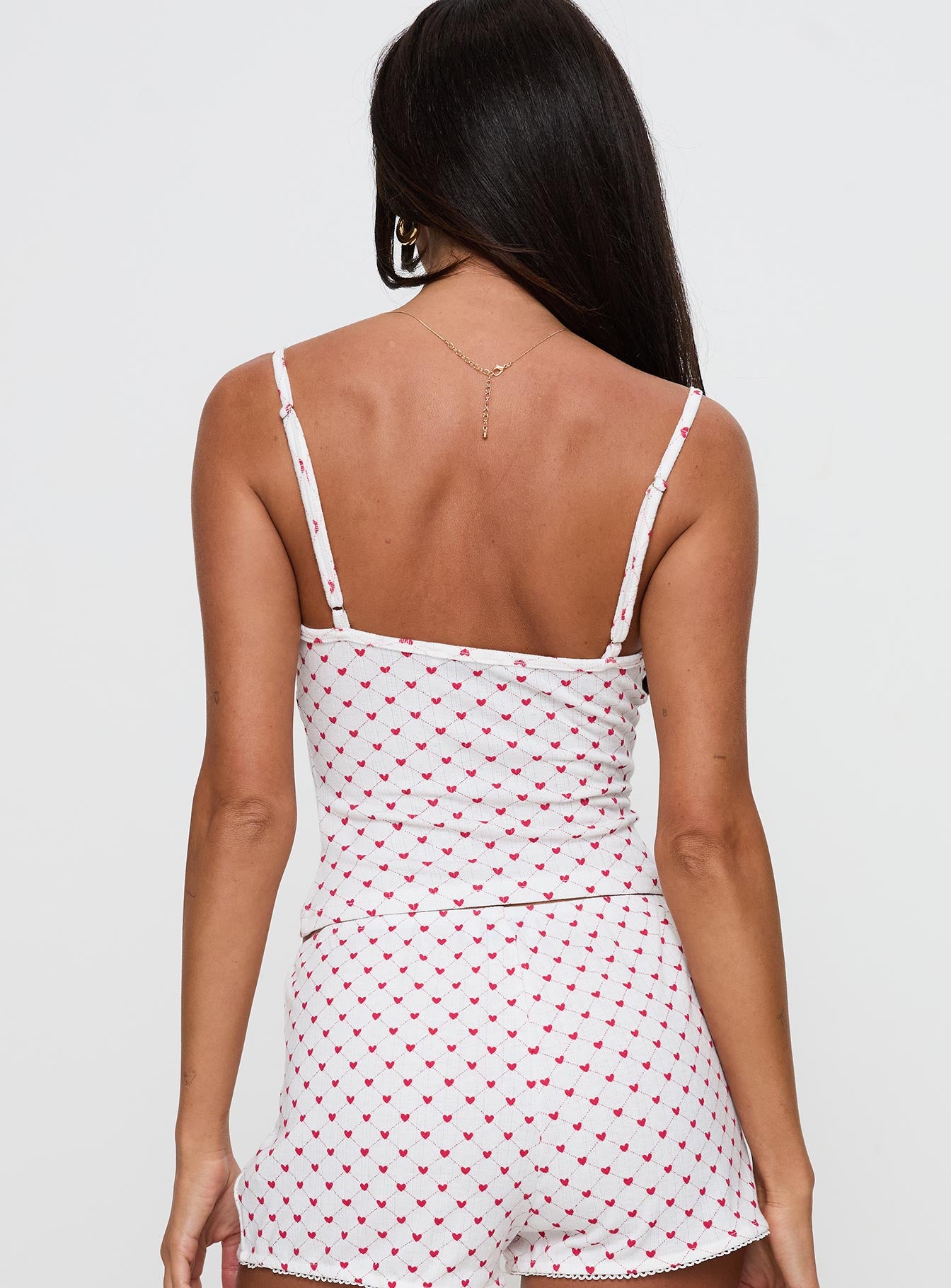 Lullabies Pointelle Cami Top White Red - Image 5