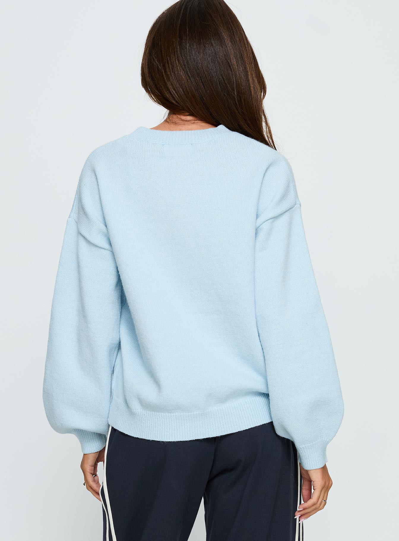 Ranee Graphic Knit Sweater Blue - Image 4