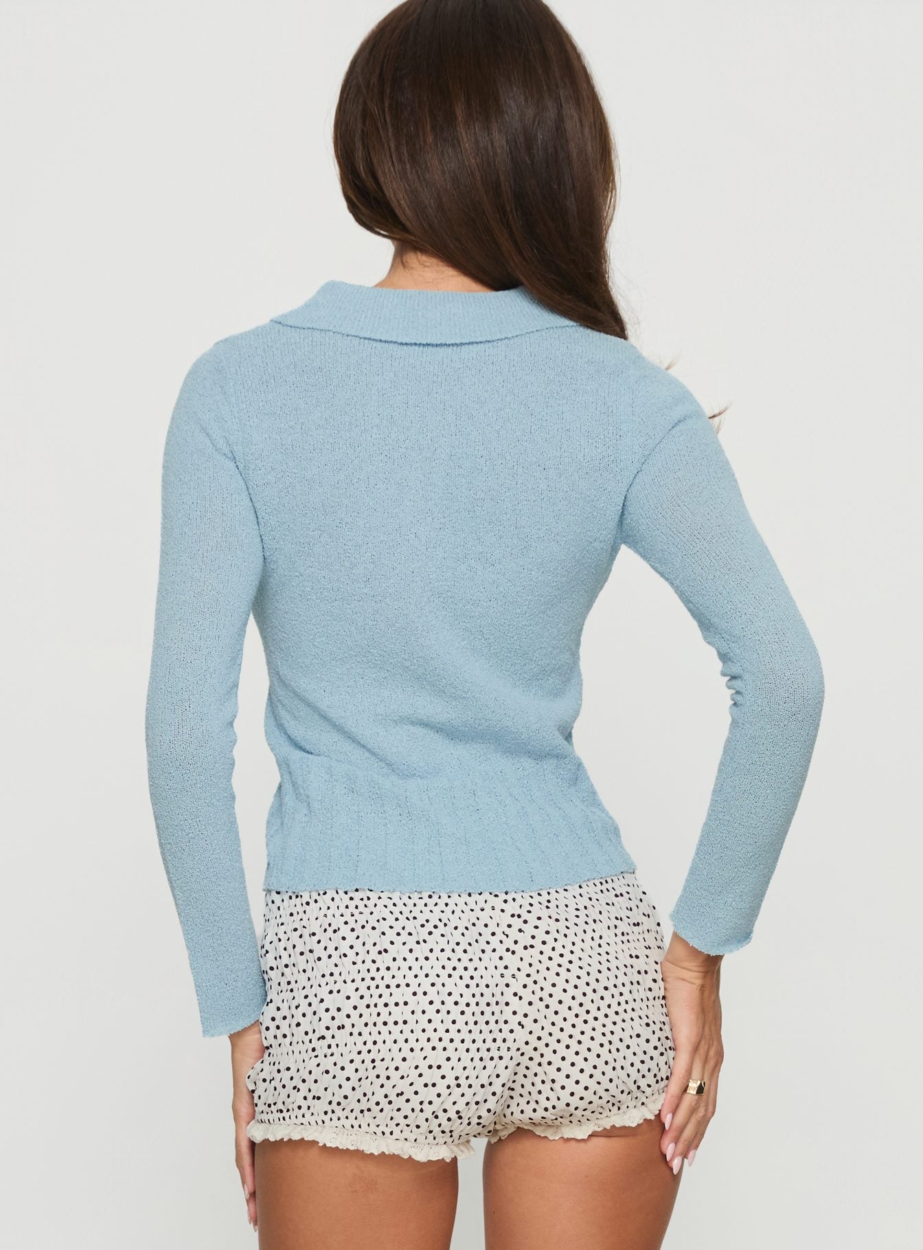Loriann Collared Knit Cardigan Blue - Image 5