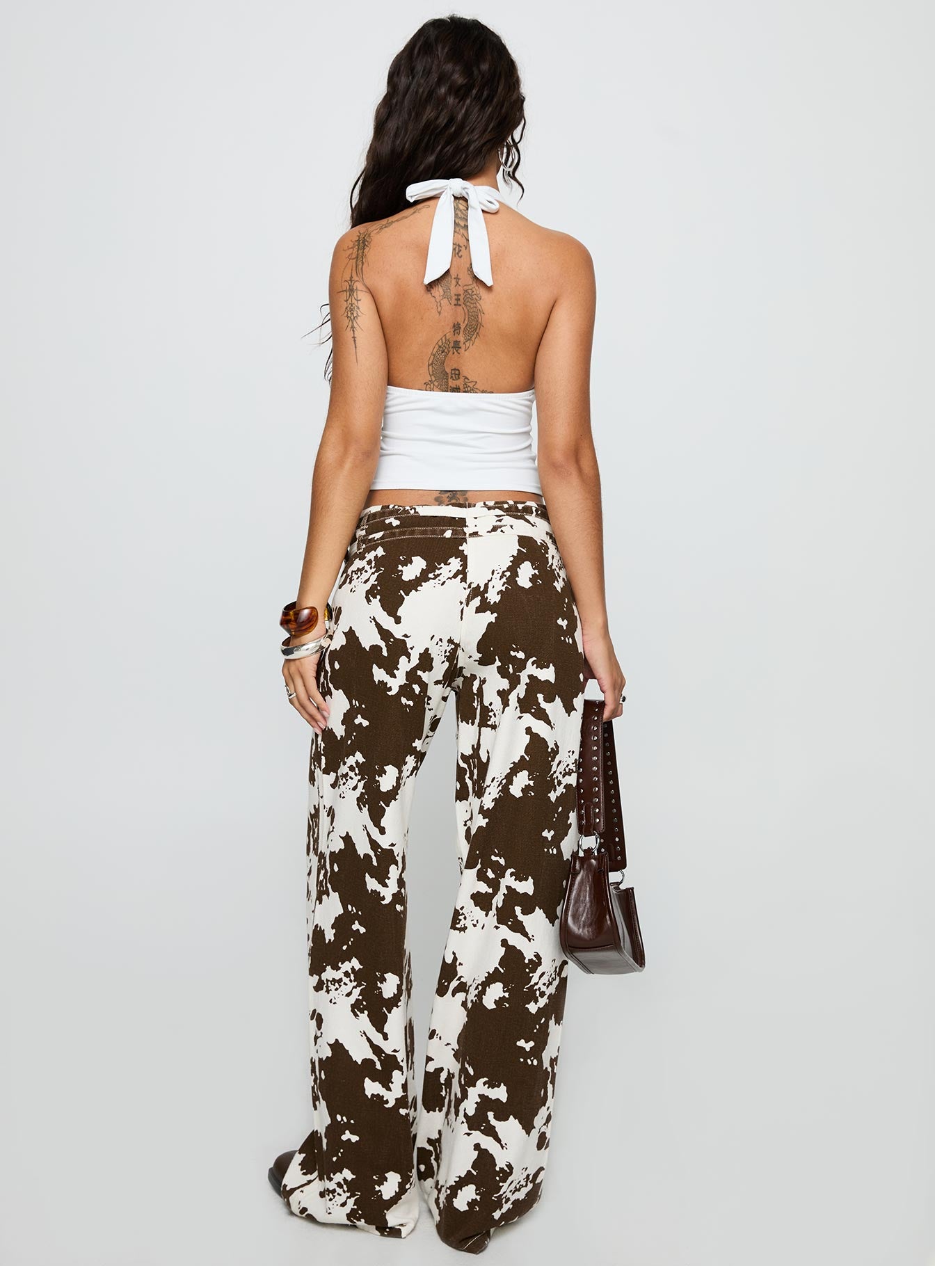 Baccarat Mid Rise Wide Leg Belted Pant Cow Print - Image 5