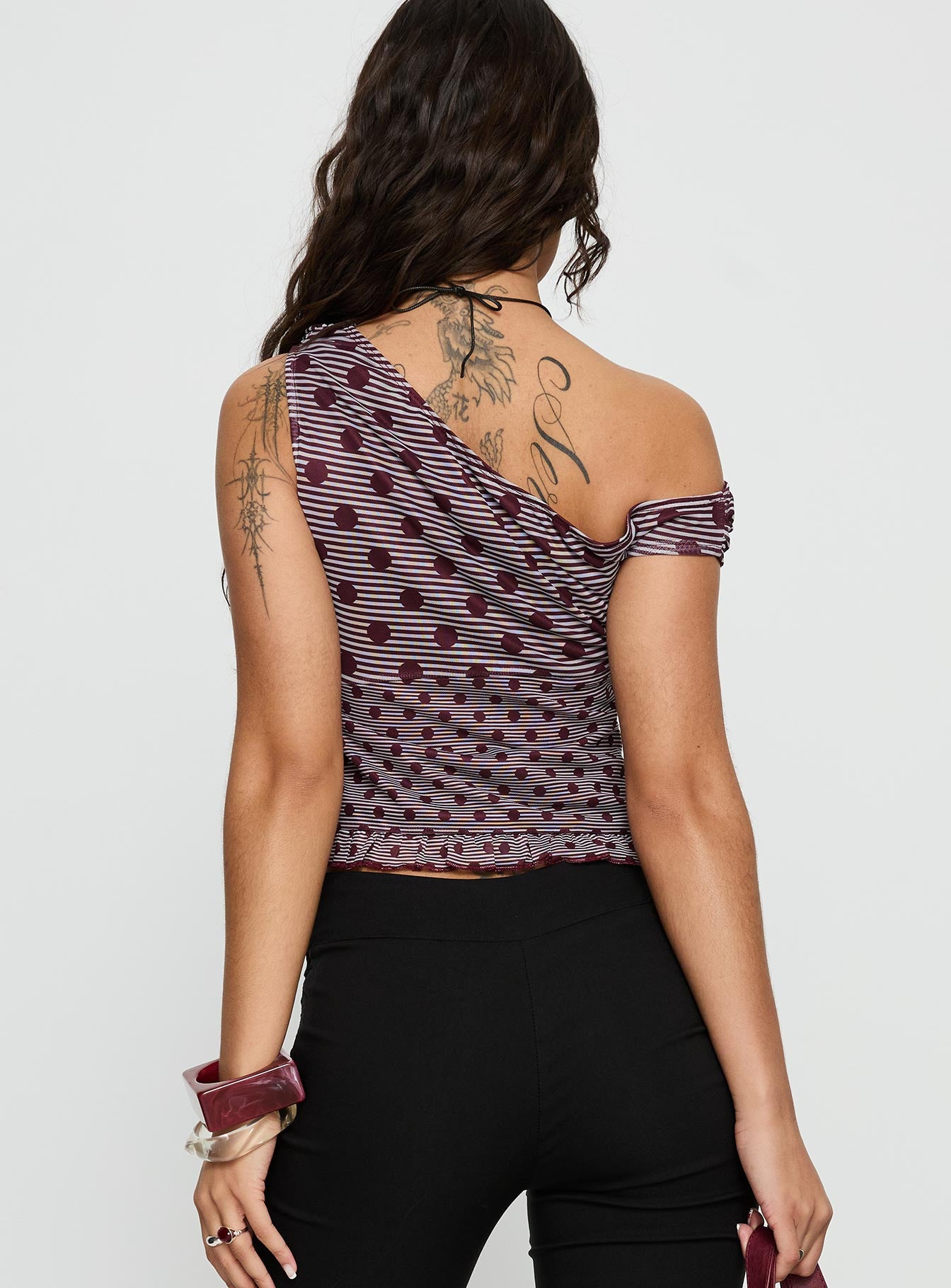 Tarya Top Stripe Polka Plum - Image 5