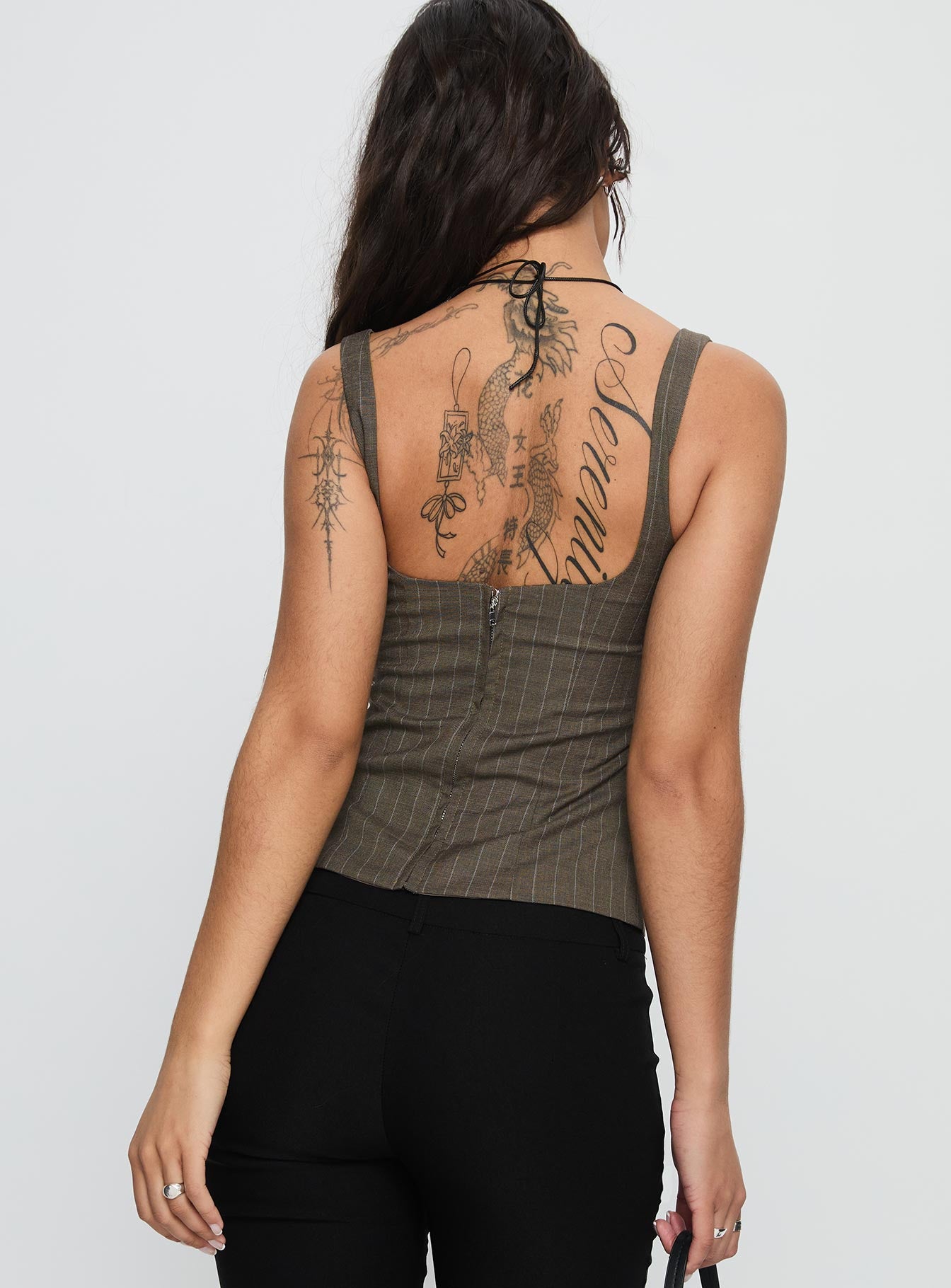 Nylen Tailored Suiting Top Brown Pinstripe - Image 5