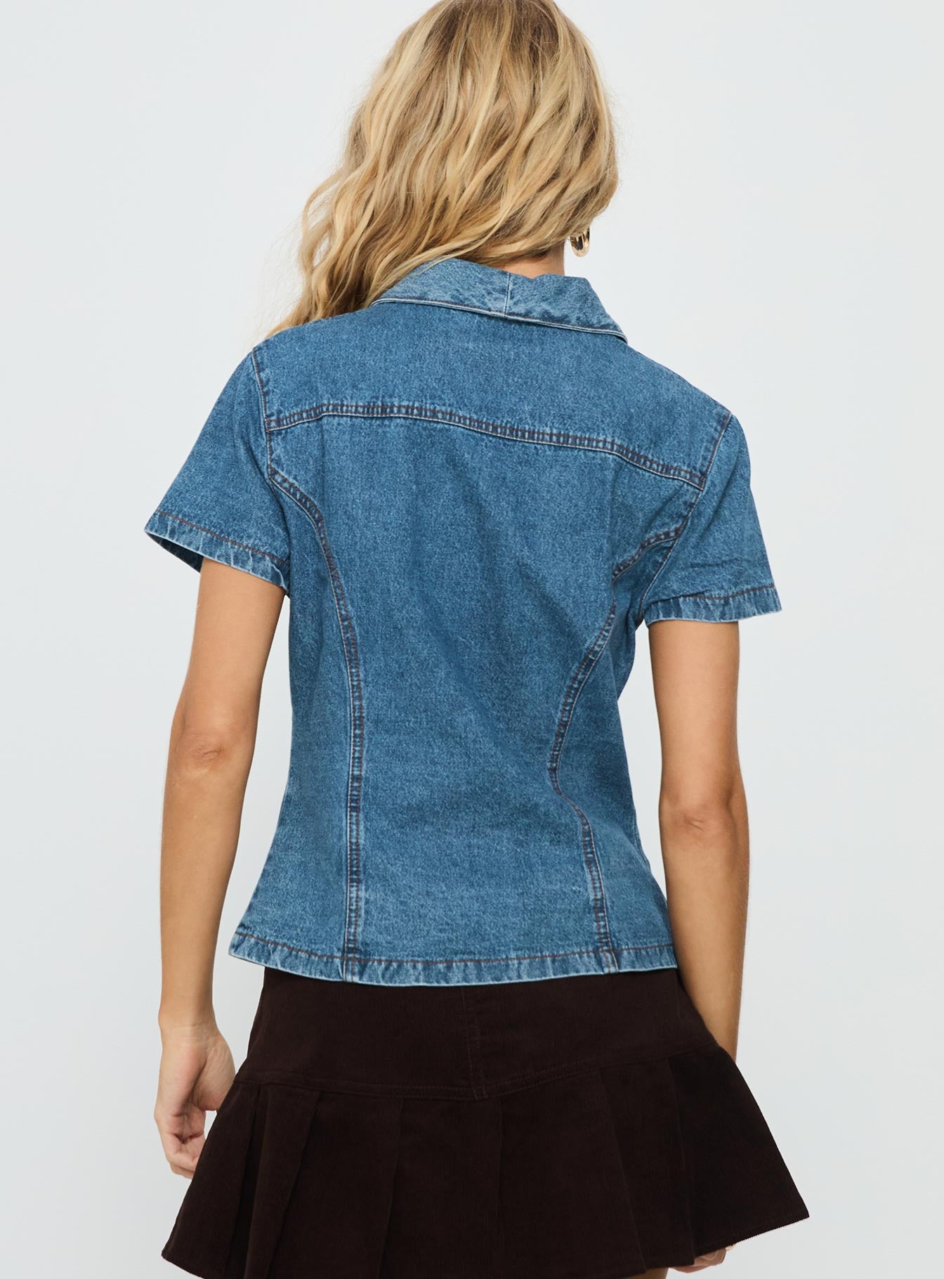 Ellix Button Up Top Blue Denim - Image 5