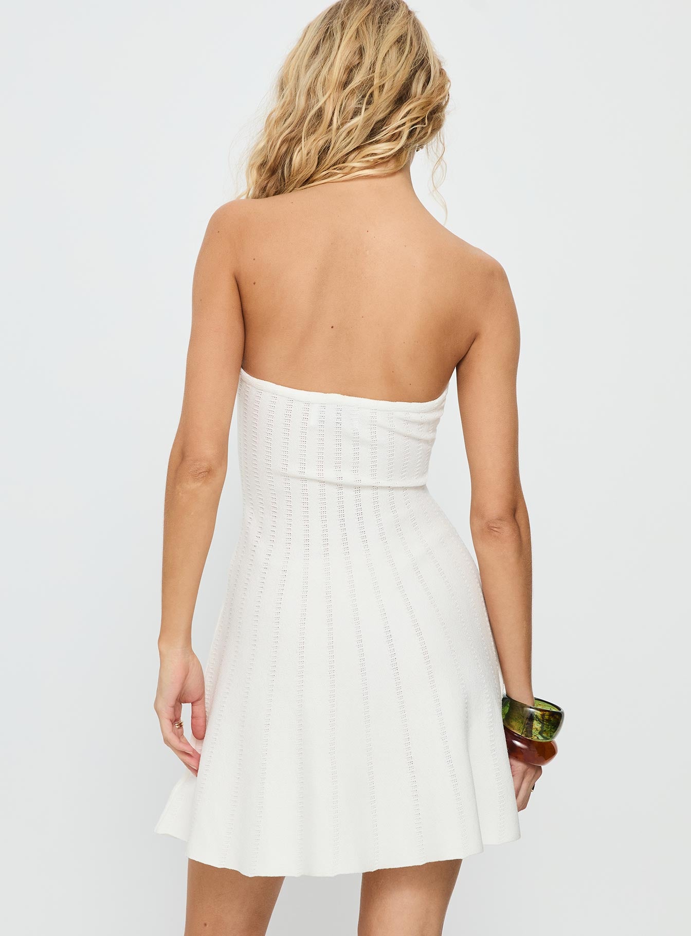 Alaini Strapless Knit Mini Dress White - Image 5