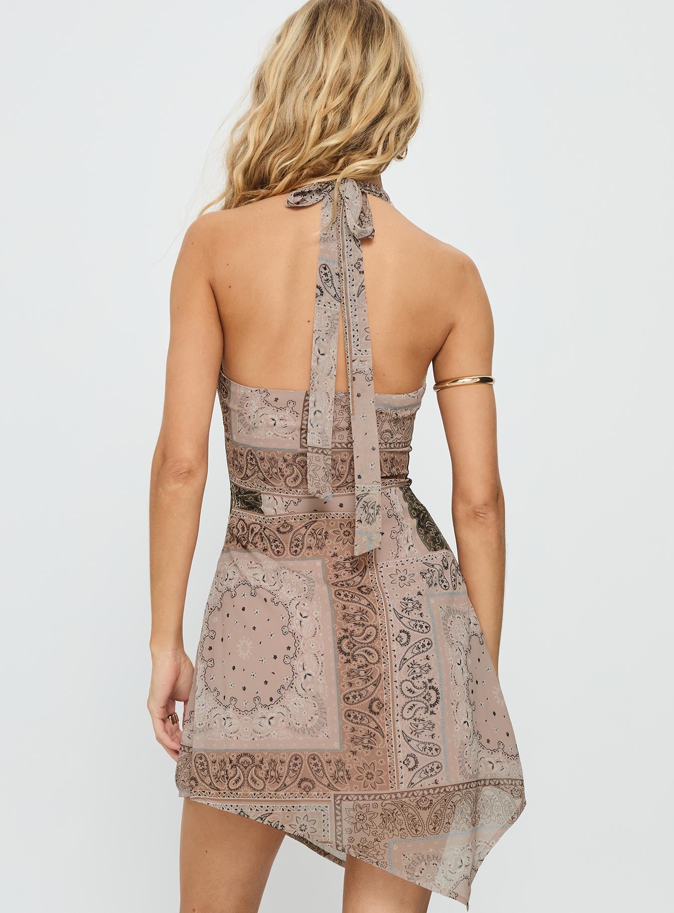 Spartacus Halter Mini Dress Brown Multi - Image 6