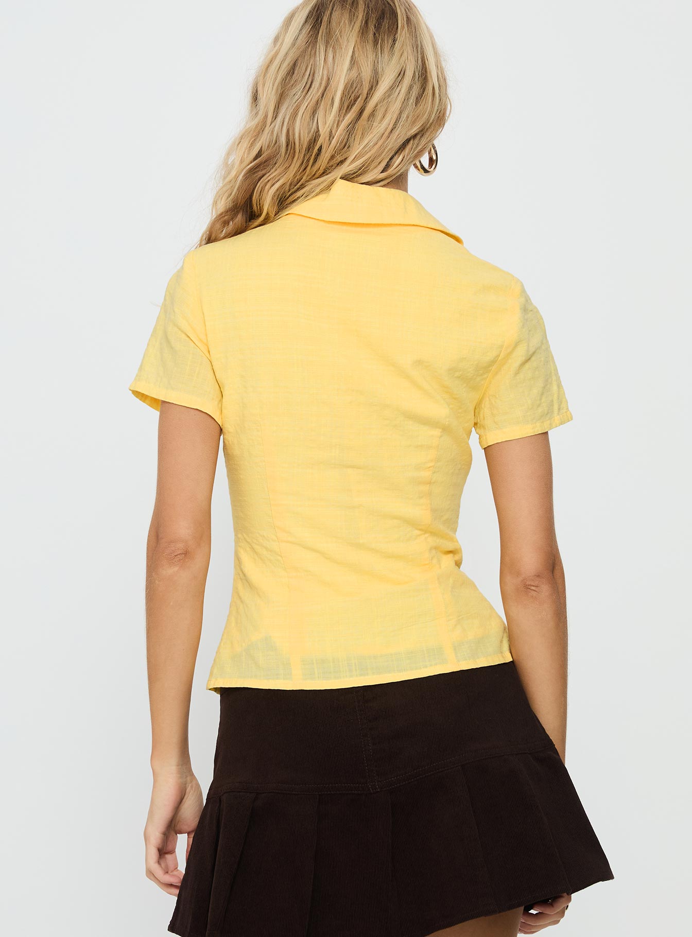 Delyla Button Up Top Yellow - Image 5