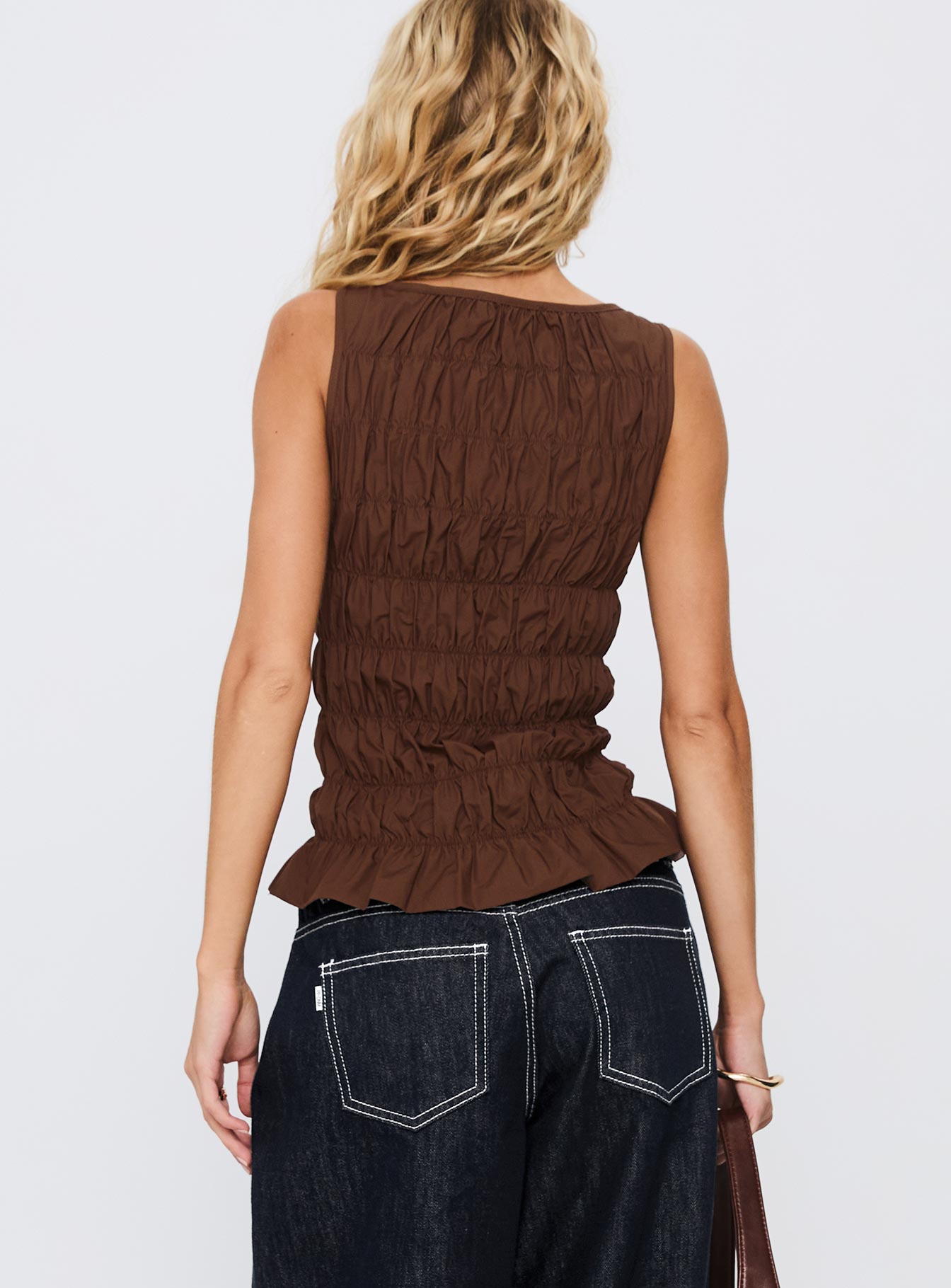 Marleene Shirred Top Chocolate - Image 5