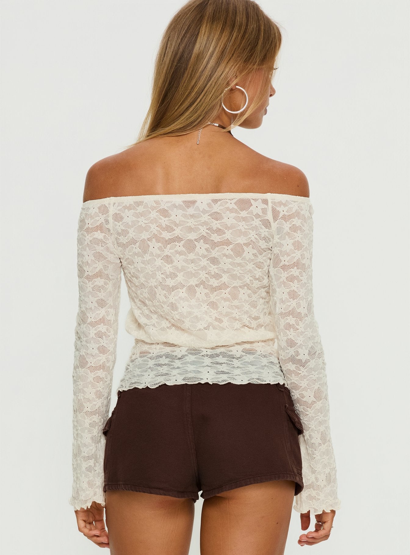 Korrine Off Shoulder Lace Top Cream - Image 5