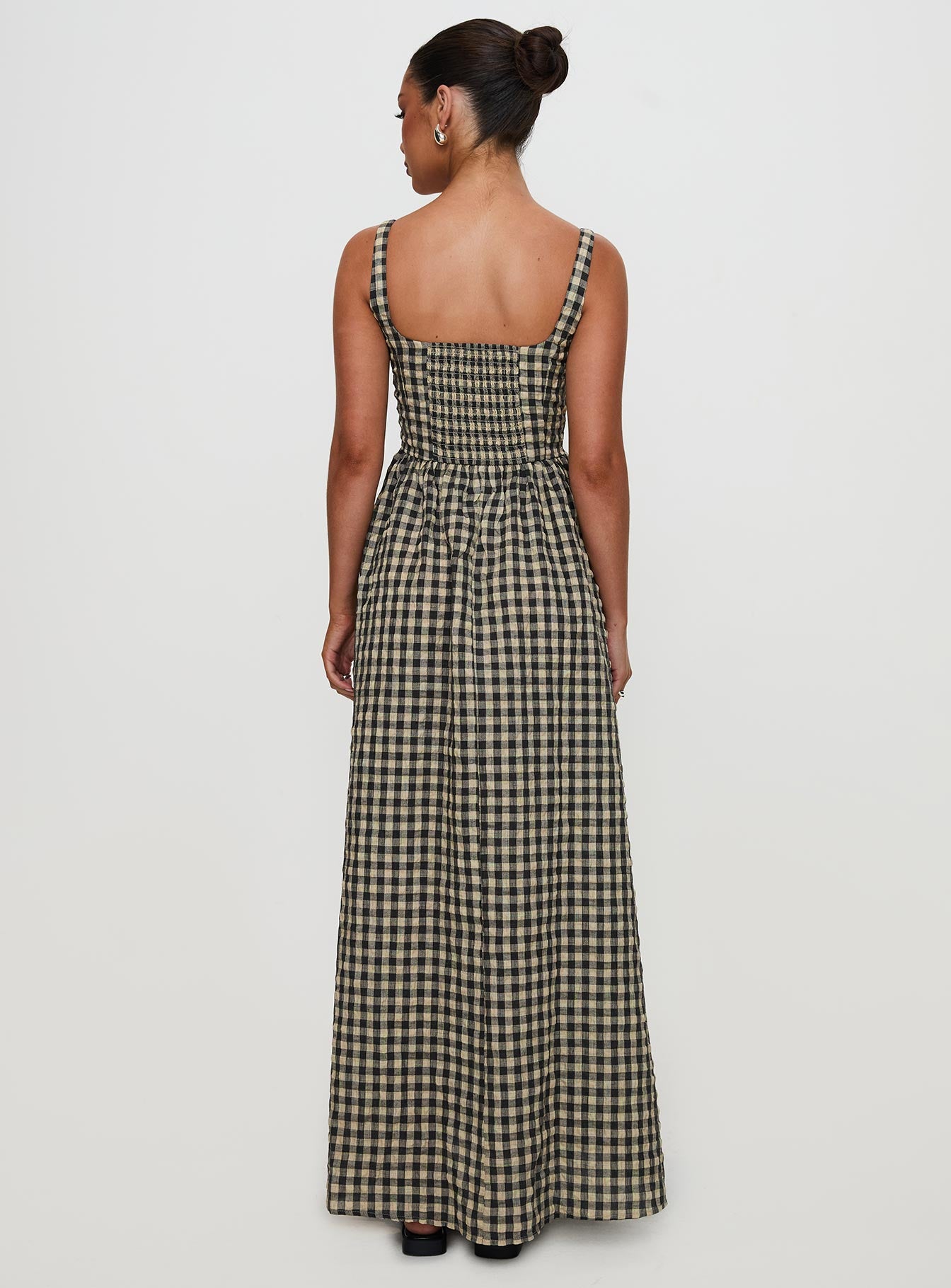 Cartmel Check Maxi Dress Black Cream Petite - Image 8
