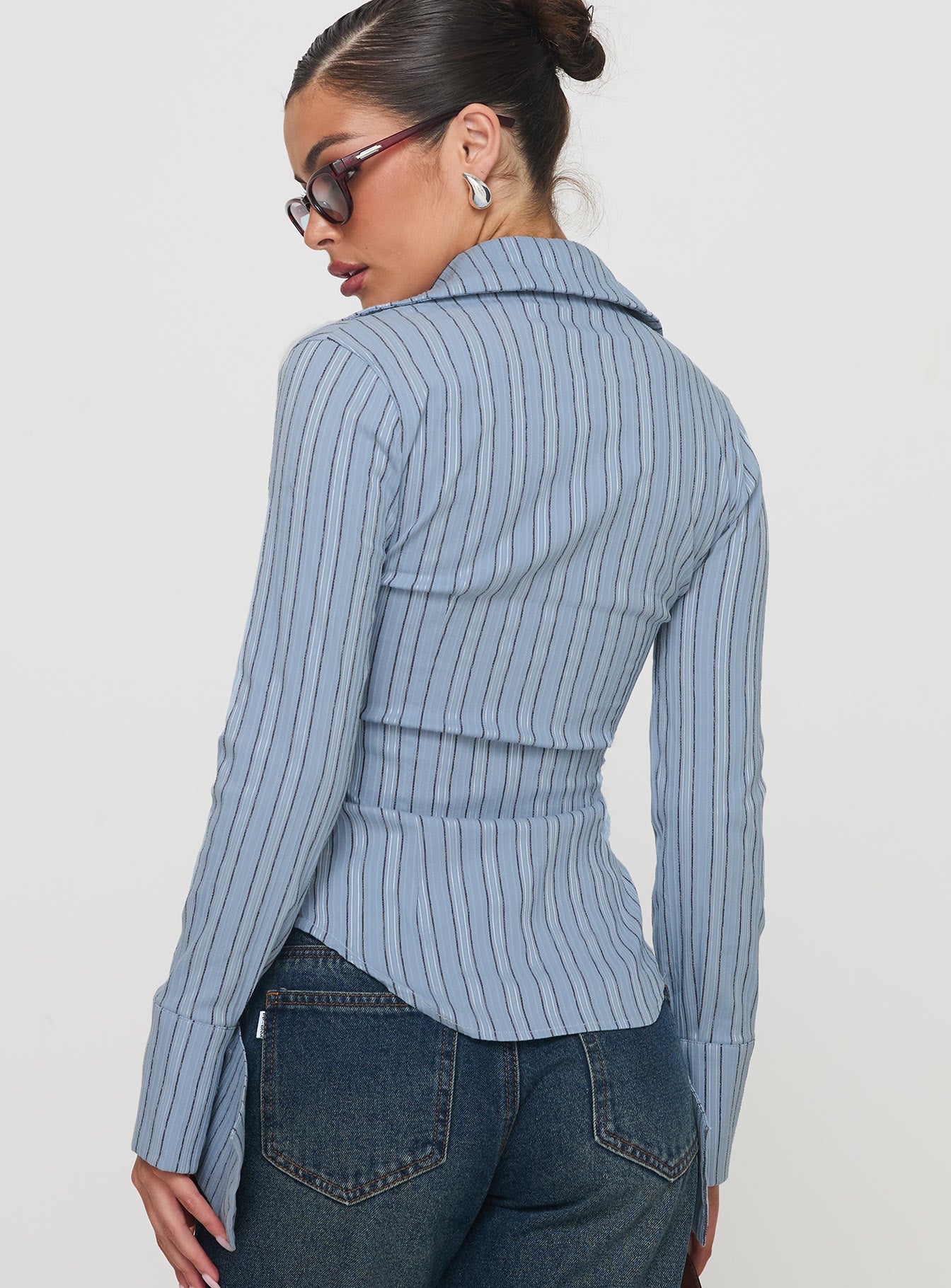 Madlin Long Sleeve Top Blue Stripe - Image 5