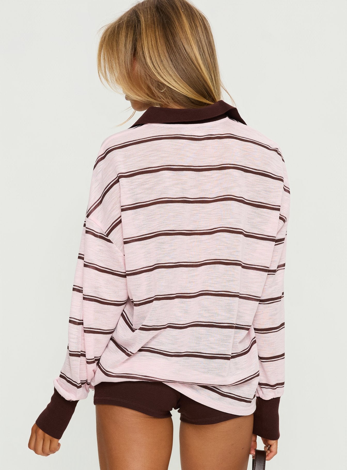 Aleka Rugby Long Sleeve Jersey Pink Brown Stripe - Image 5