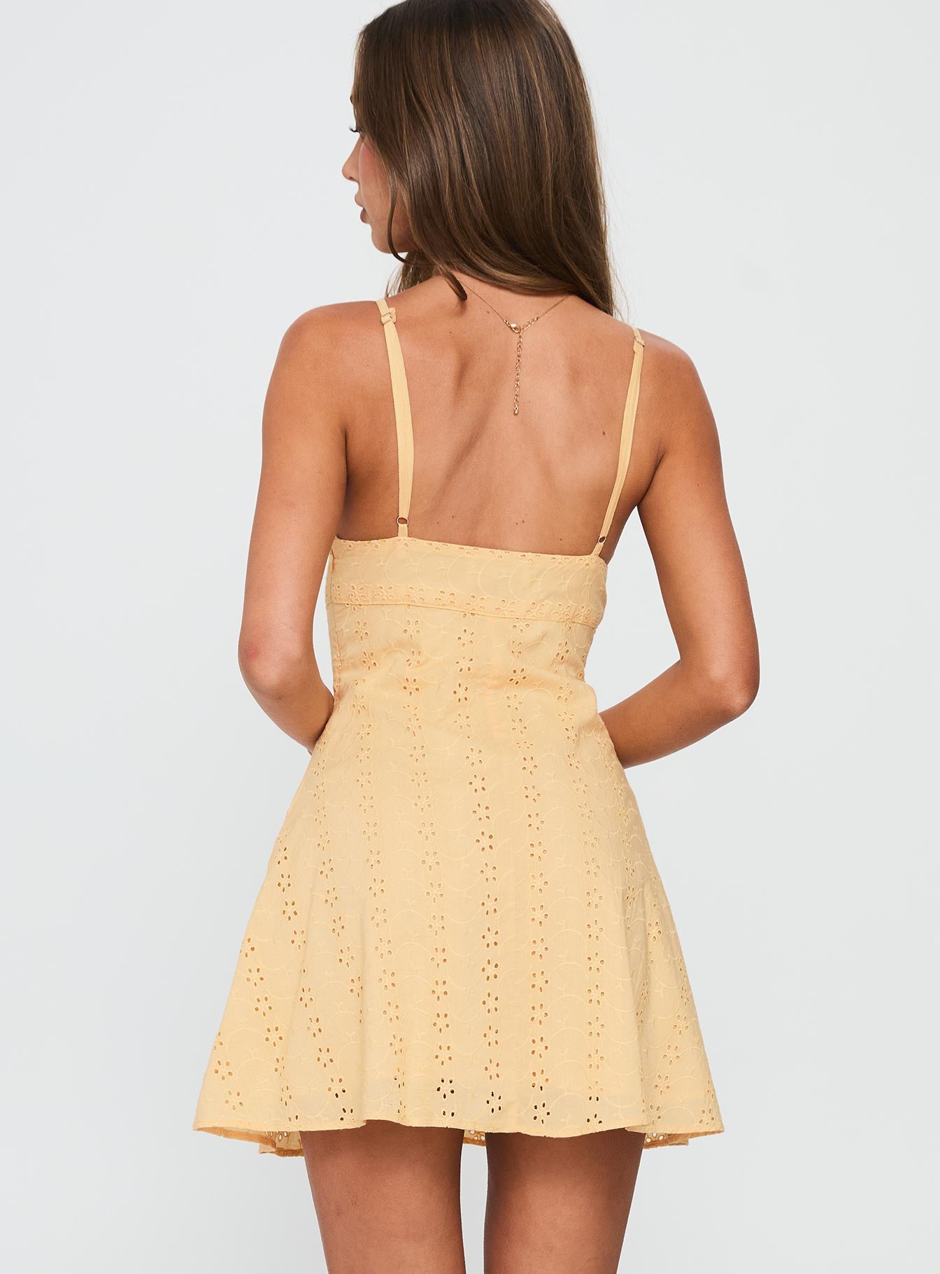 Reflections Anglaise Mini Dress Yellow - Image 5
