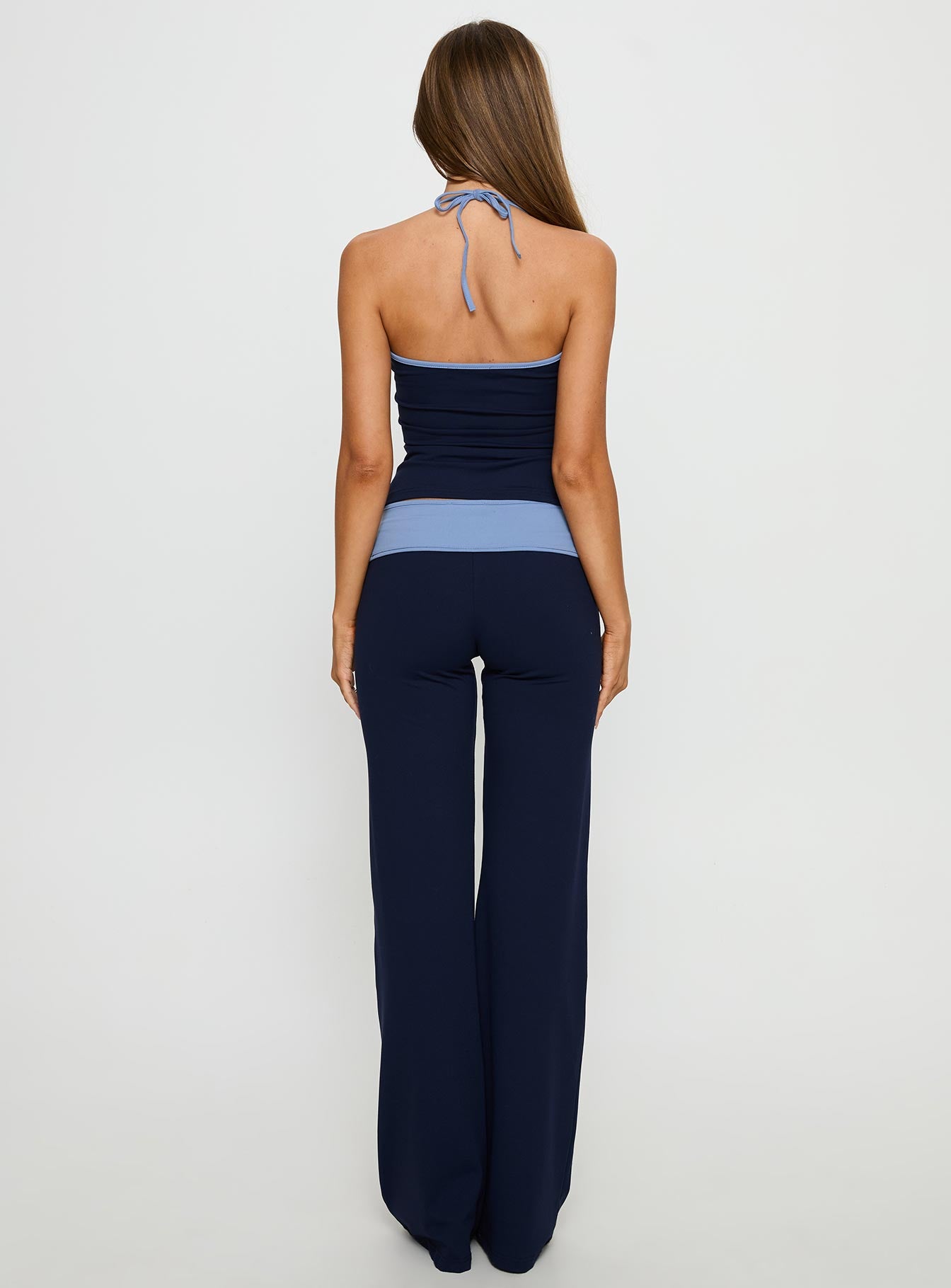 Kobee Jersey Flare Pants Navy Light Blue - Image 5