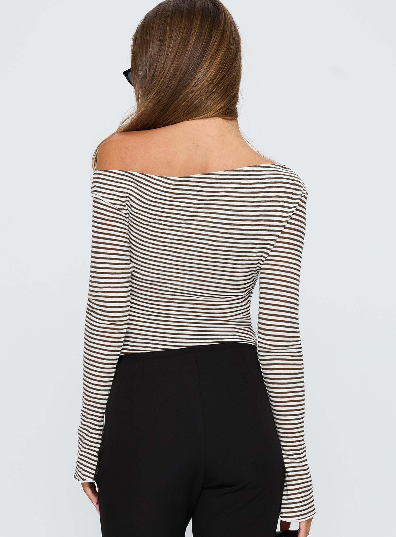 Synergies Long Sleeve Top Brown White Stripe - Image 5