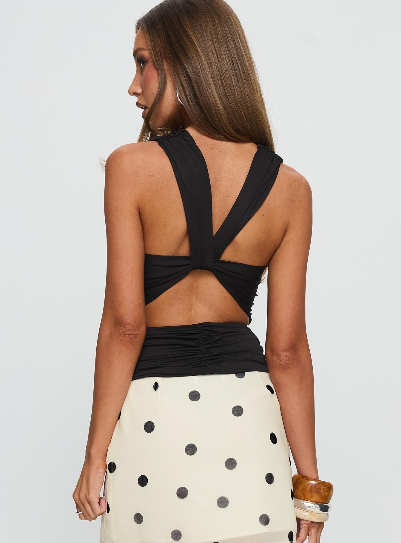 Miraculous Cowl Neck Twist Back Top Black - Image 5