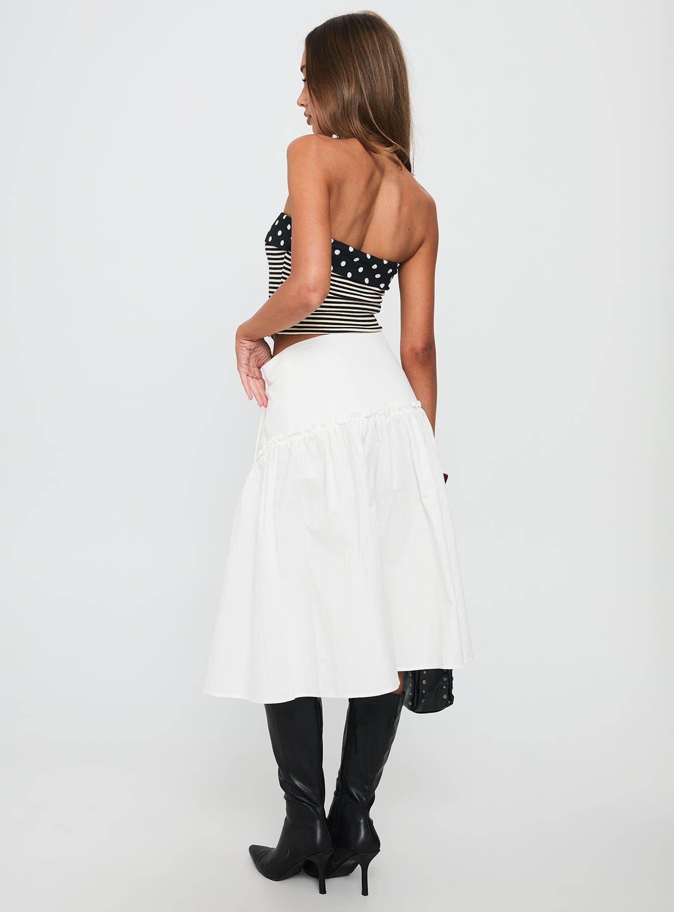 Jonsie Tiered Frill Midi Skirt White - Image 5