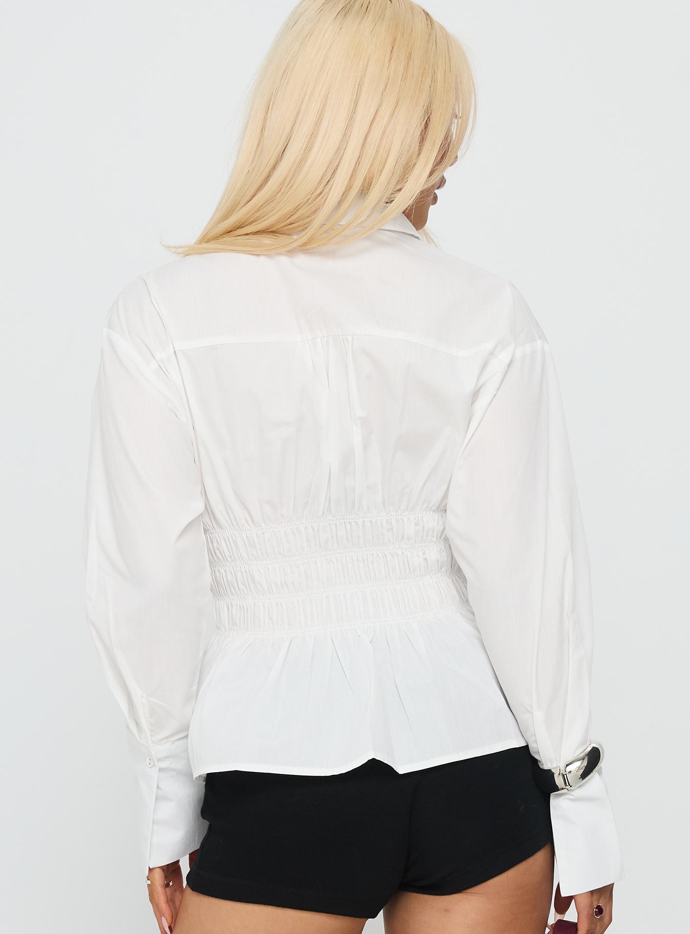 As You Are Shirred Button Up Top White - Image 5