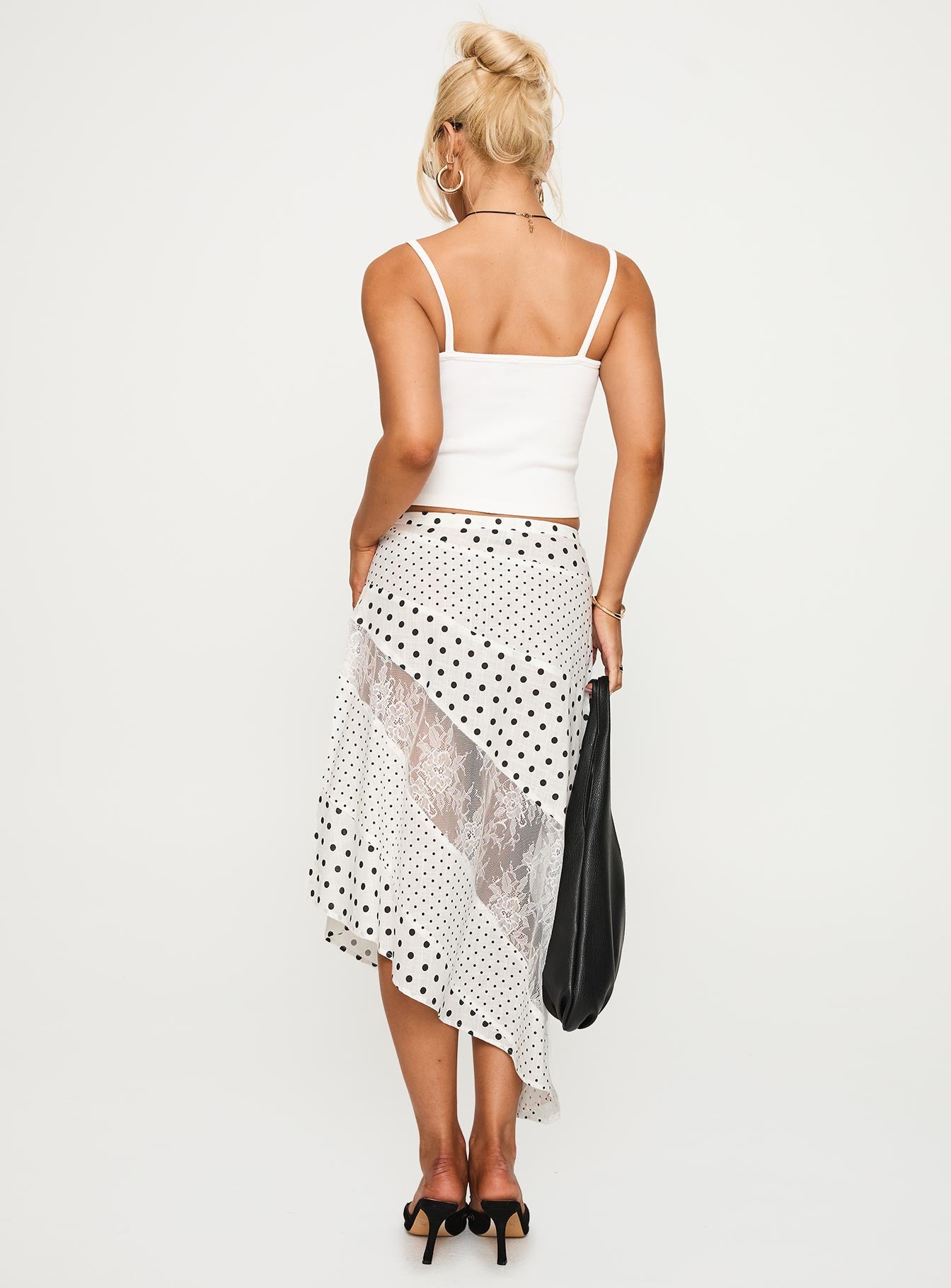 Rennar Maxi Skirt White Polka Dot Petite - Image 4