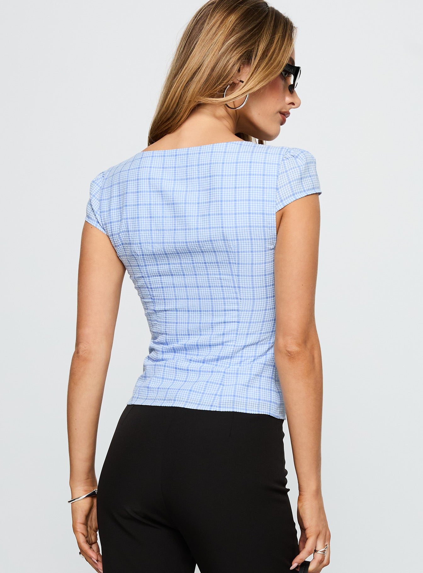 Getting Close Button Up Top Blue Check - Image 5