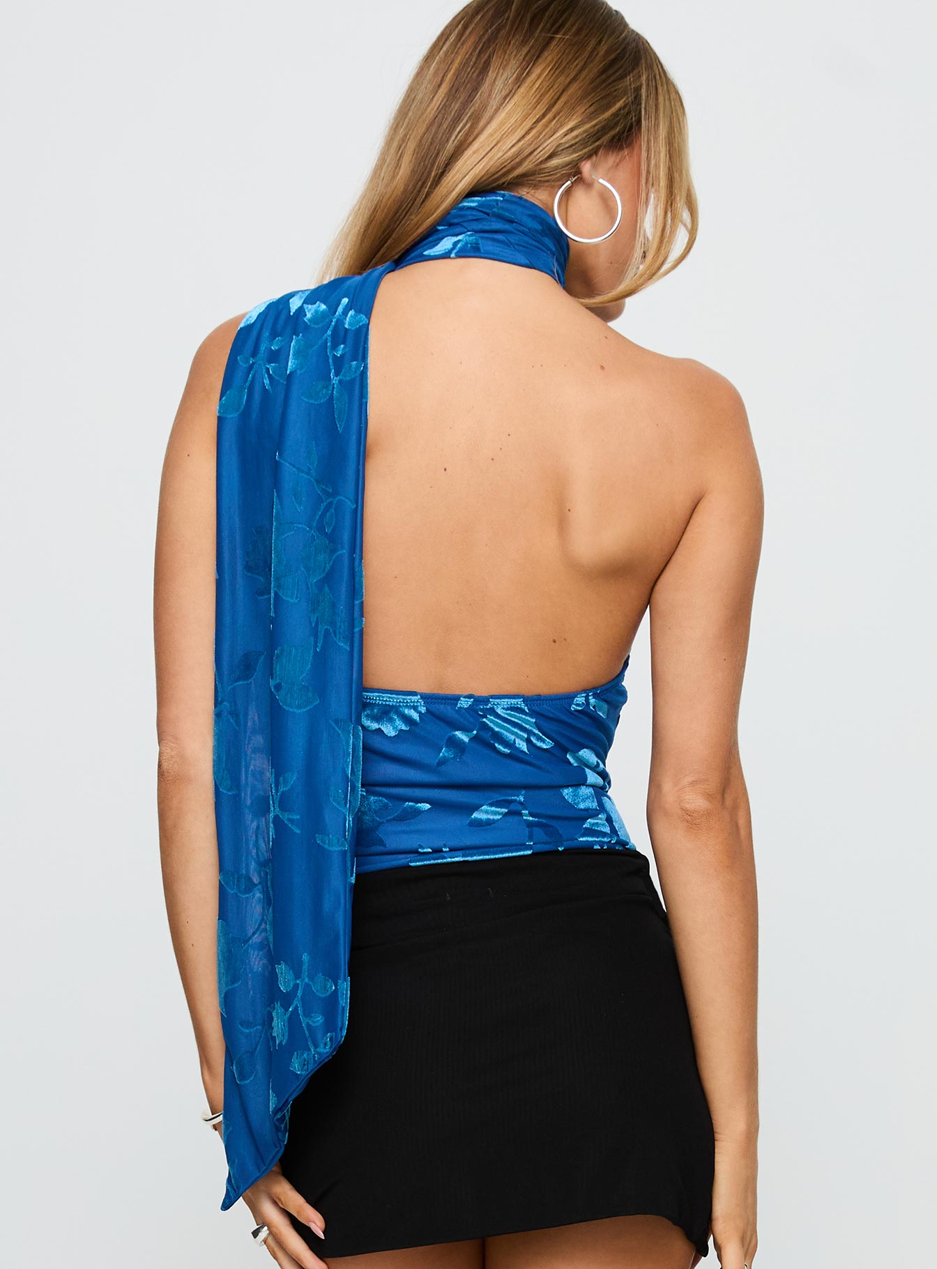 Frostbloom Scarf Neck Bodysuit Blue - Image 4