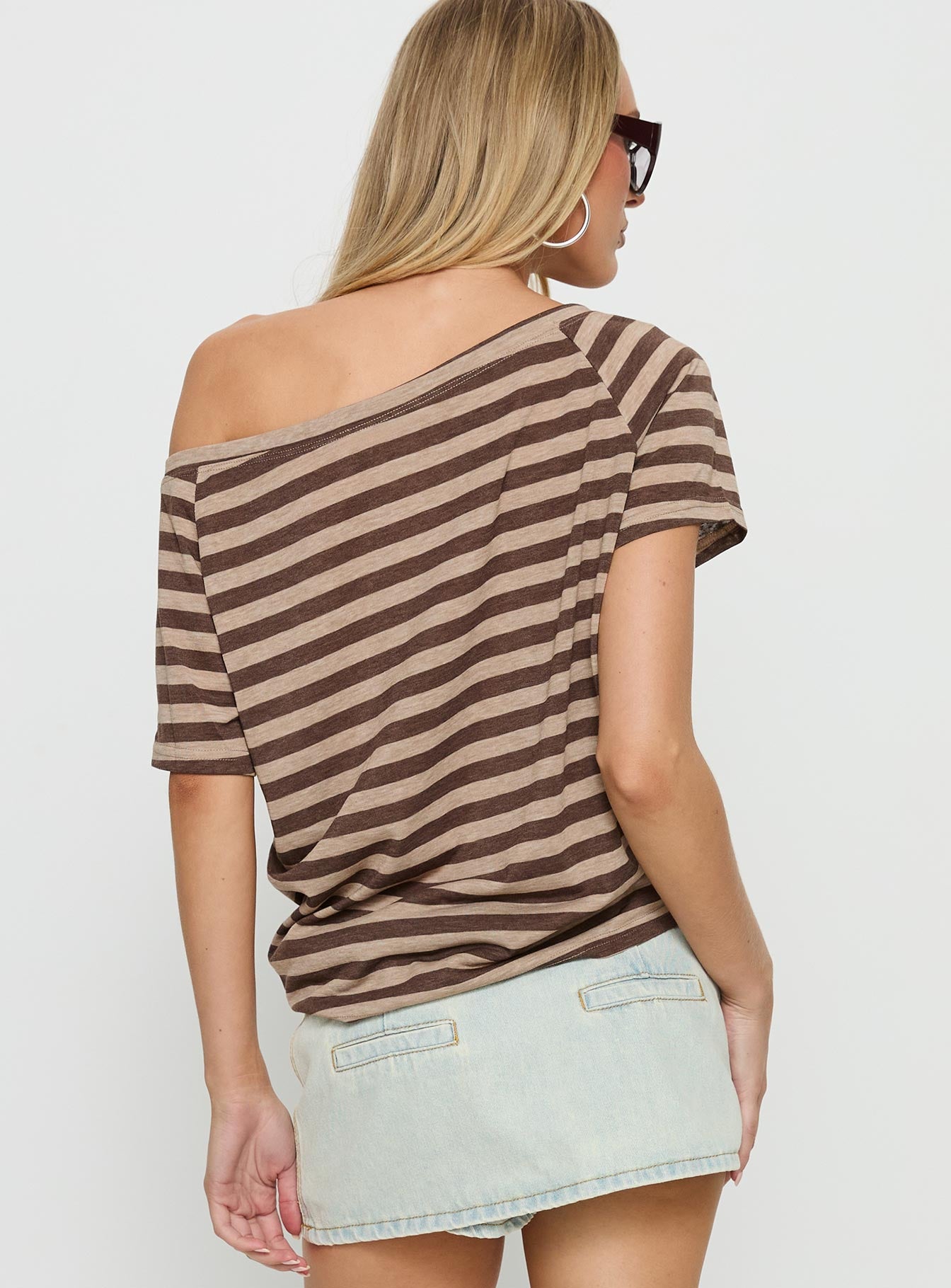 Icon Baby Off Shoulder Top Brown Stripe - Image 5