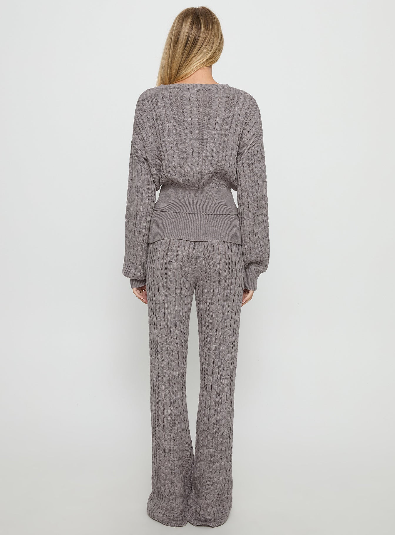 Baleigh Cable Knit Foldover Pants Grey - Image 5