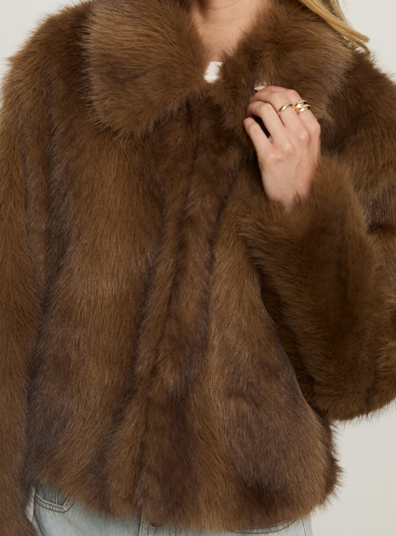 Dawnn Faux Fur Jacket Brown - Image 5
