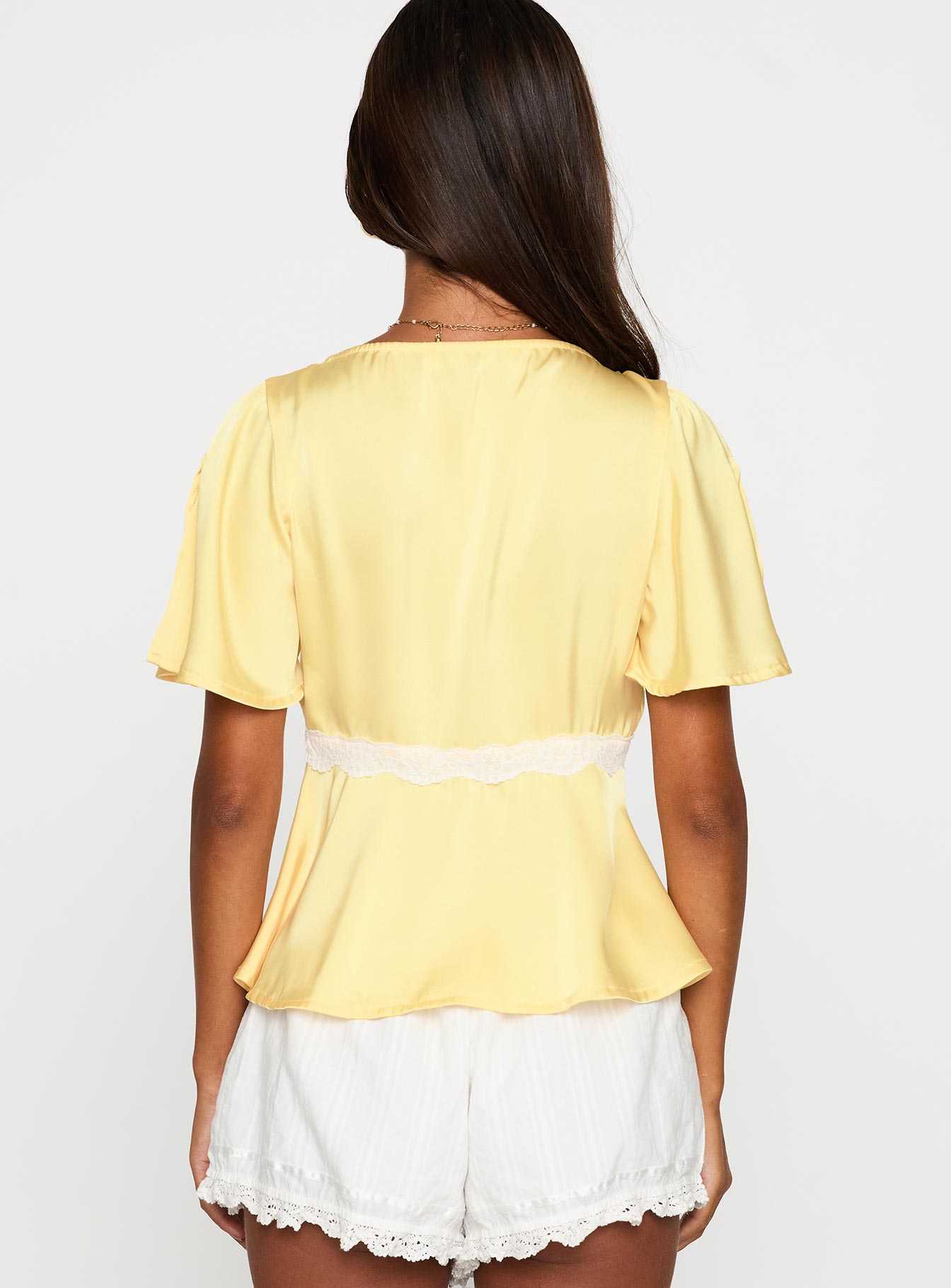 For The Summer Lace Trim Top Yellow - Image 5